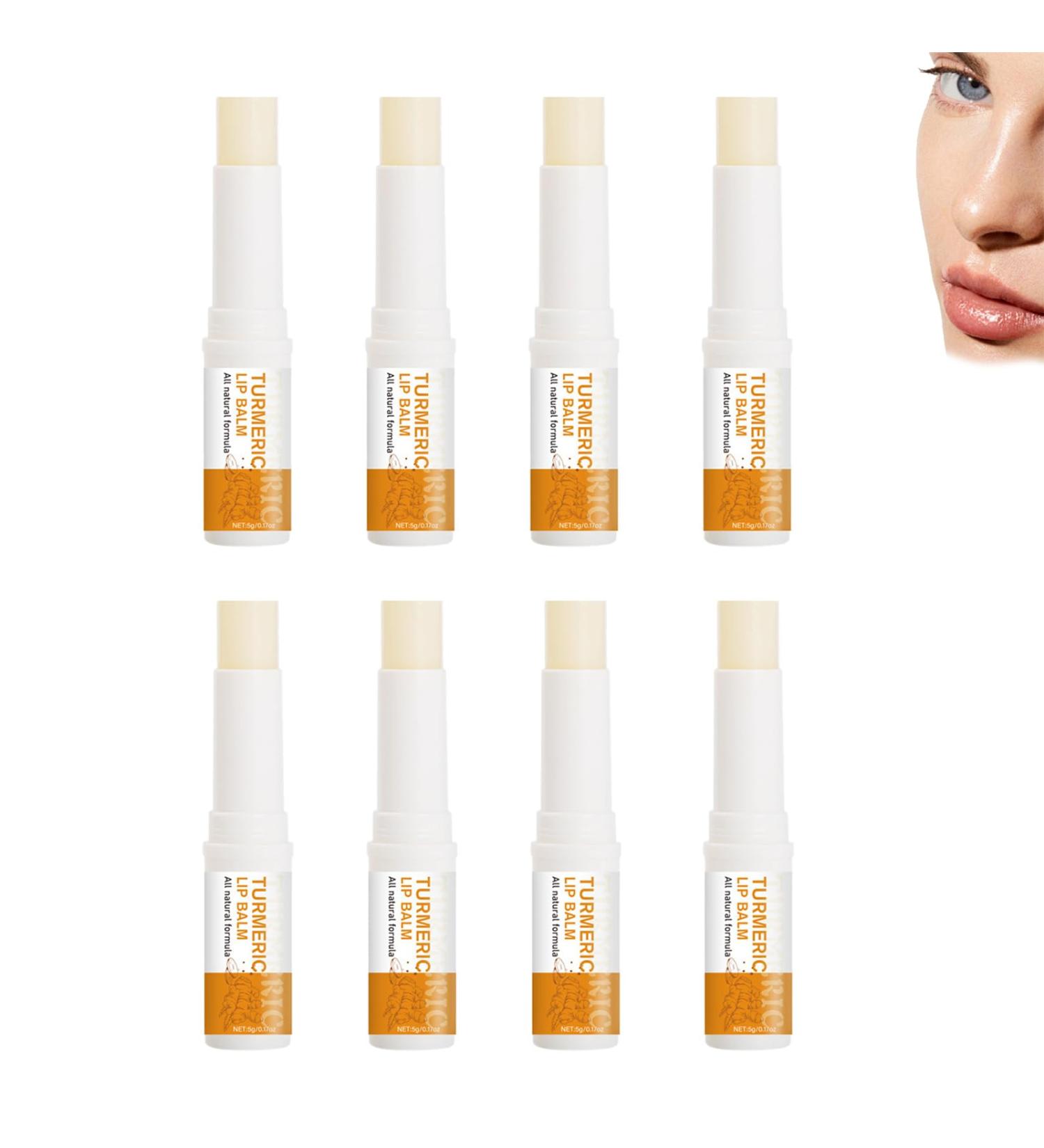  YOENBG Turmeric Moisturizing Lip Balm - Moisturizing - Soothing for Dry Lips - Lip Balm with Turmeric Root - Natural Ingredients for Dry and Chapped Lips (8 Pcs) - Buy Online on GoSupps.com