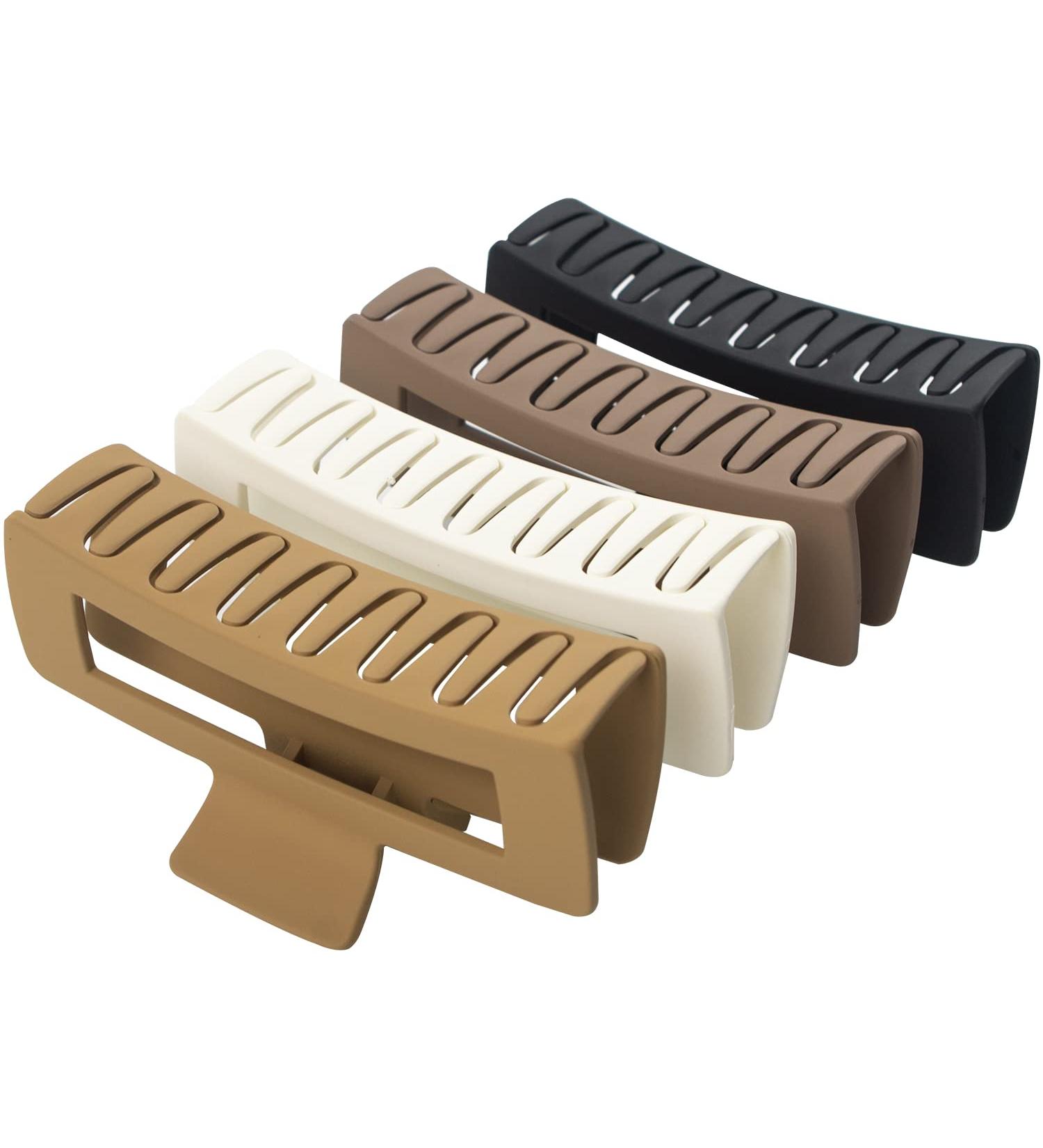 4 Pack Extra Large Hair Claw Clips for Thick & Long Hair - Non-slip Square Jaw Clips for Curly Hair - Strong Hold Matte Hair Clamps - Neutral Colors - Buy Online on GoSupps.com