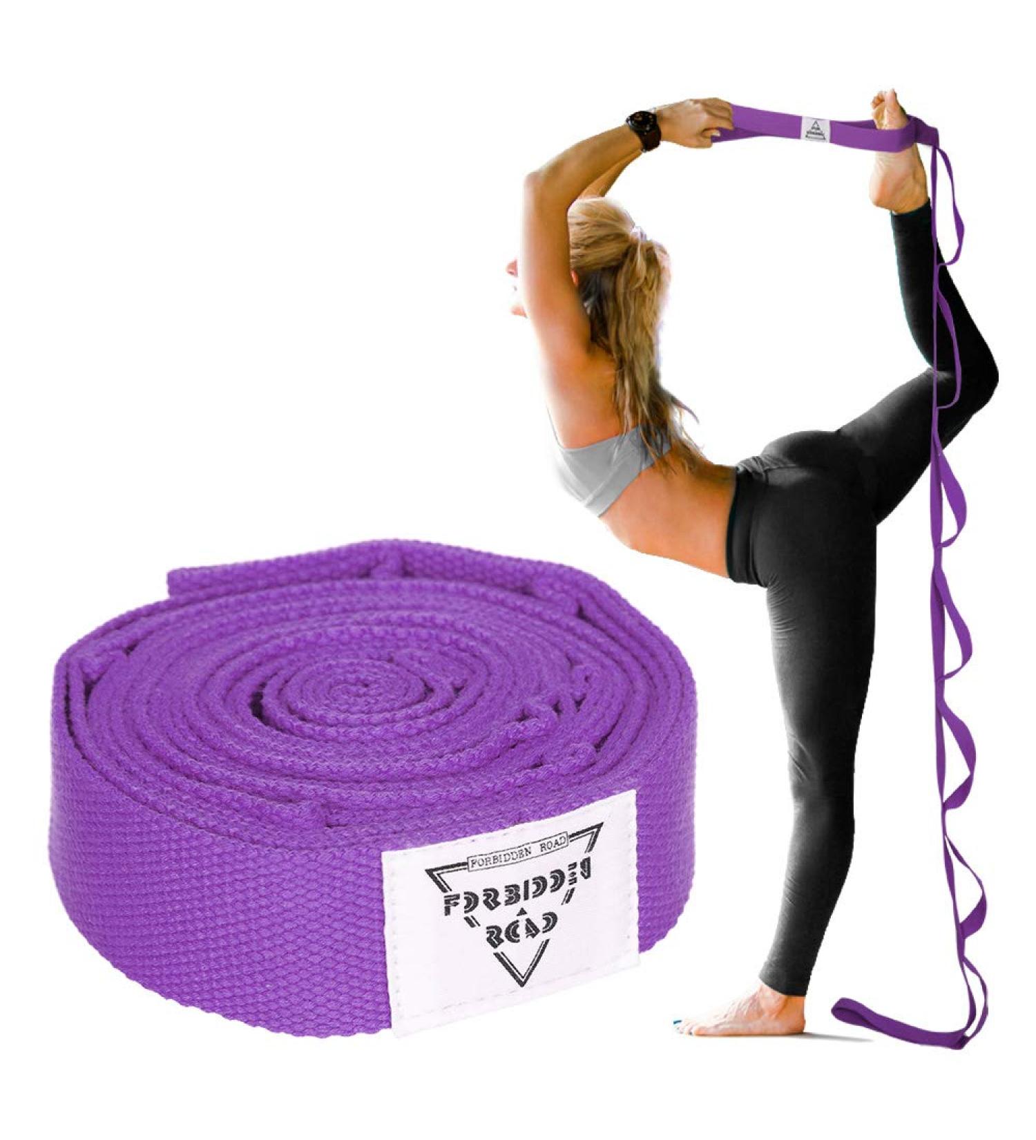 Forbidden Road Stretch Strap 6ft - 8ft Yoga Strap with 10 Loops - Green/Black/Blue/Purple - Exercise Band for Physical Therapy - Buy Online on GoSupps.com