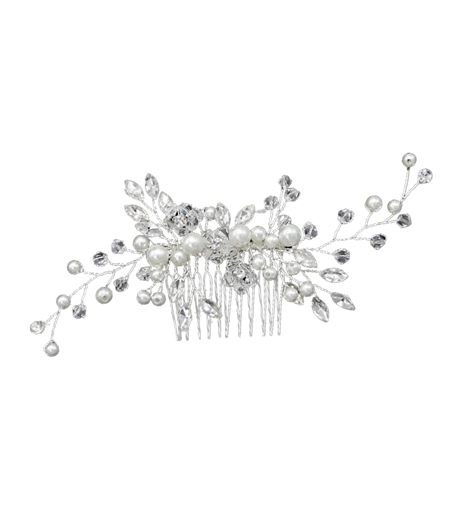 MAXIAOHANing Wedding Hair Accessories for Bride Bridal Hair Comb Rhinestone Pearl Crystal Hair Accessories Hair Combs Accessories for Women and Girls(Silver) - Buy Online on GoSupps.com