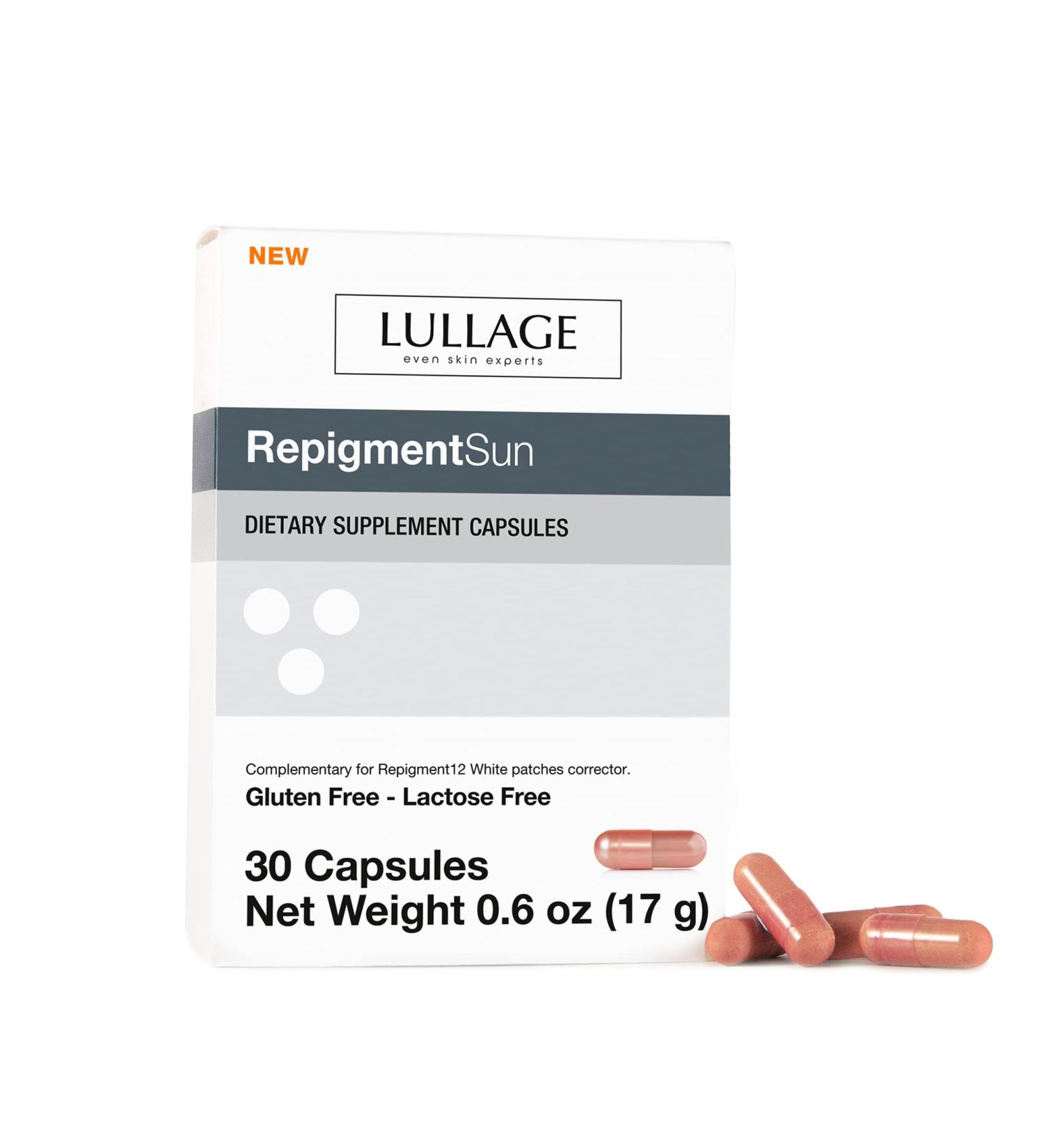 LULLAGE RepigmentSun Solar Capsules (30 Capsules) for Skin Health with Zinc, Copper, Vitamin C, and E - Buy Online on GoSupps.com