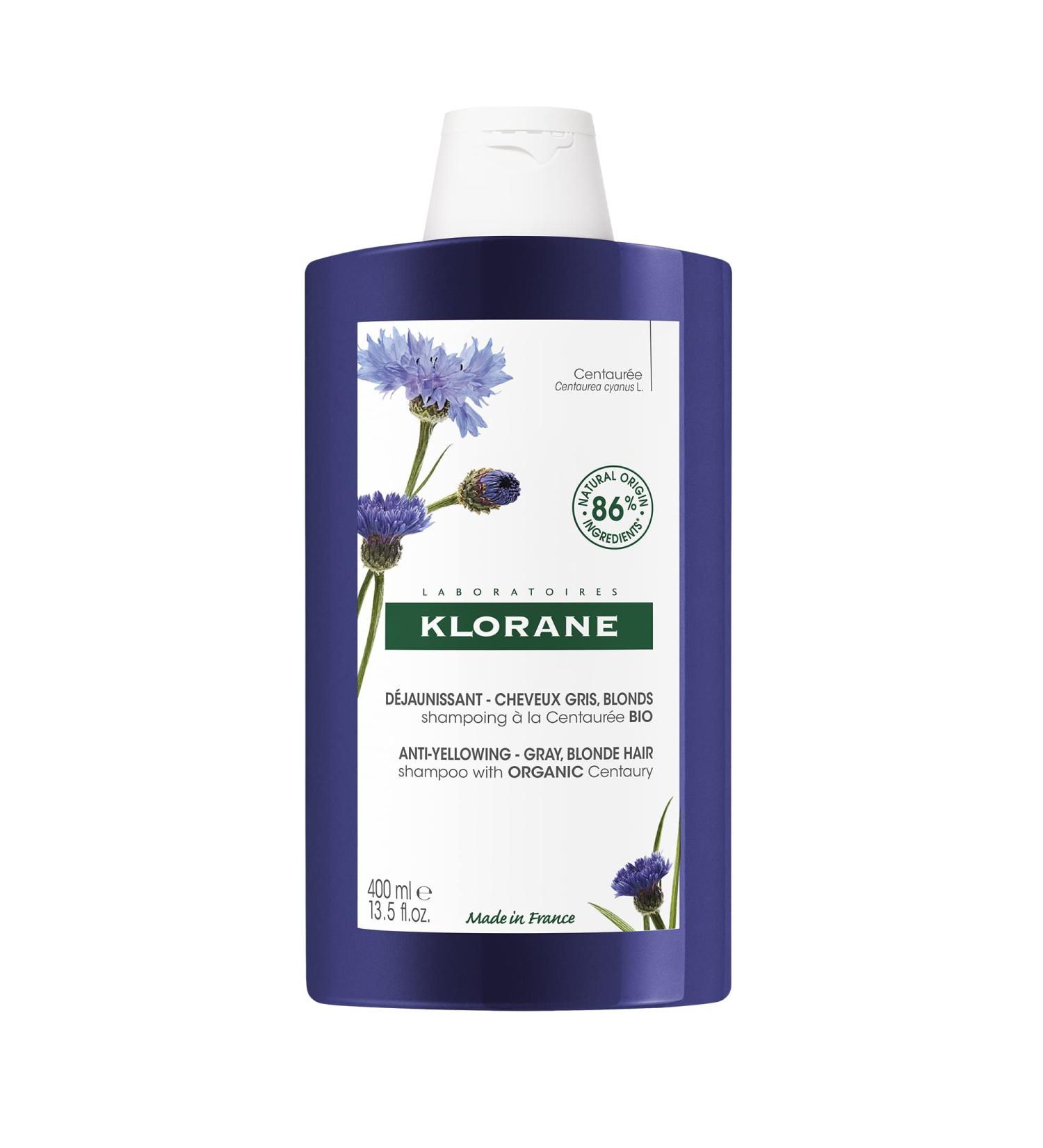 Klorane - Anti-yellowing Shampoo With Organic Centaury - Plant-based Purple Shampoo Brightens Blonde Platinum Silver Grey Or White Hair Neutralizes Yellow And Copper Tones - 400ml - Buy Online on GoSupps.com