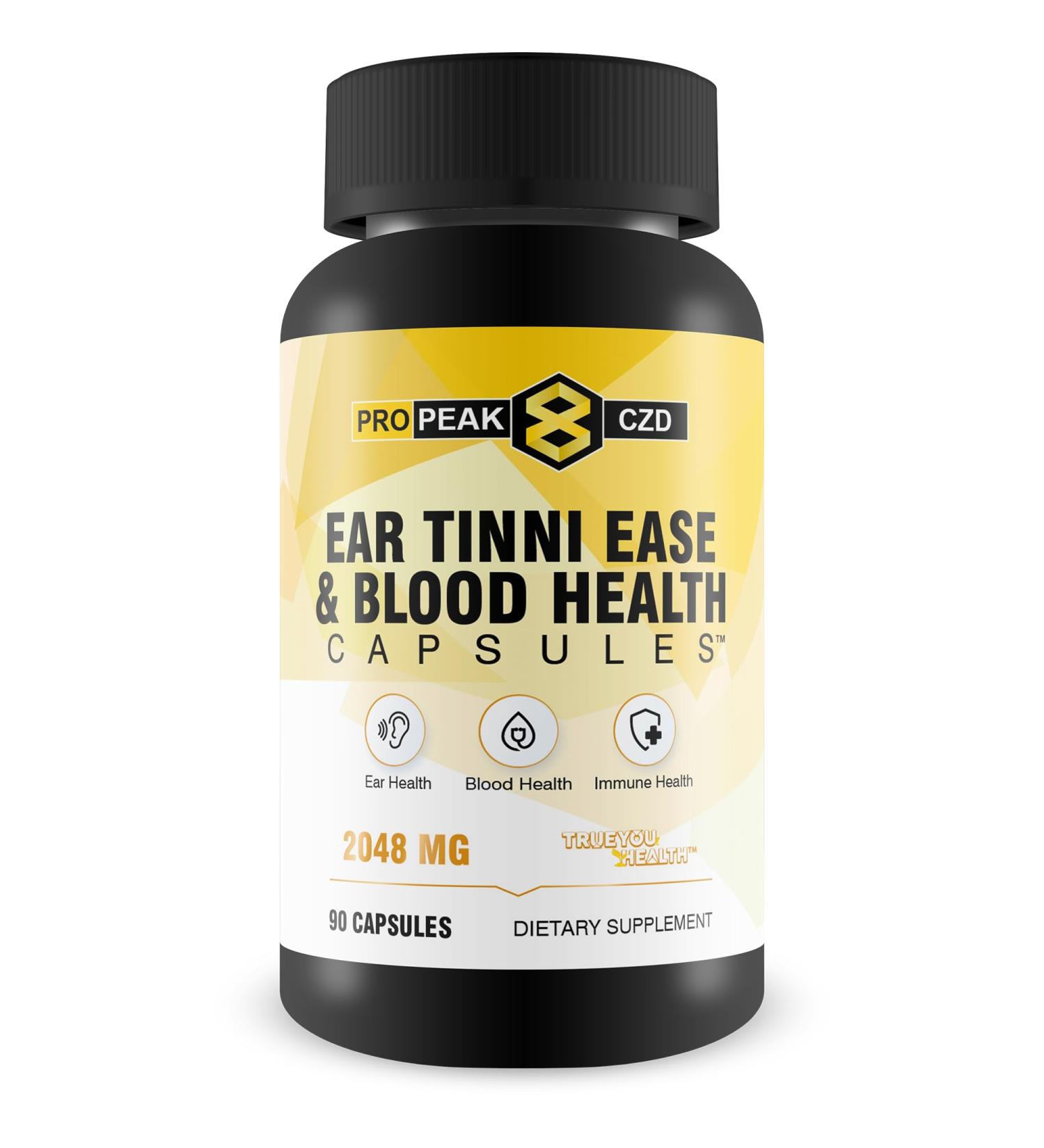 Natural Tinnitus Relief Ear Tinnie Ease Immune Boost - Our Best Tinnitus Relief for Ringing Ears Immune Support Supplement - Blood Booster - Ear Health - Immune Boost Blood Builder Blood Health Pills - Buy Online on GoSupps.com