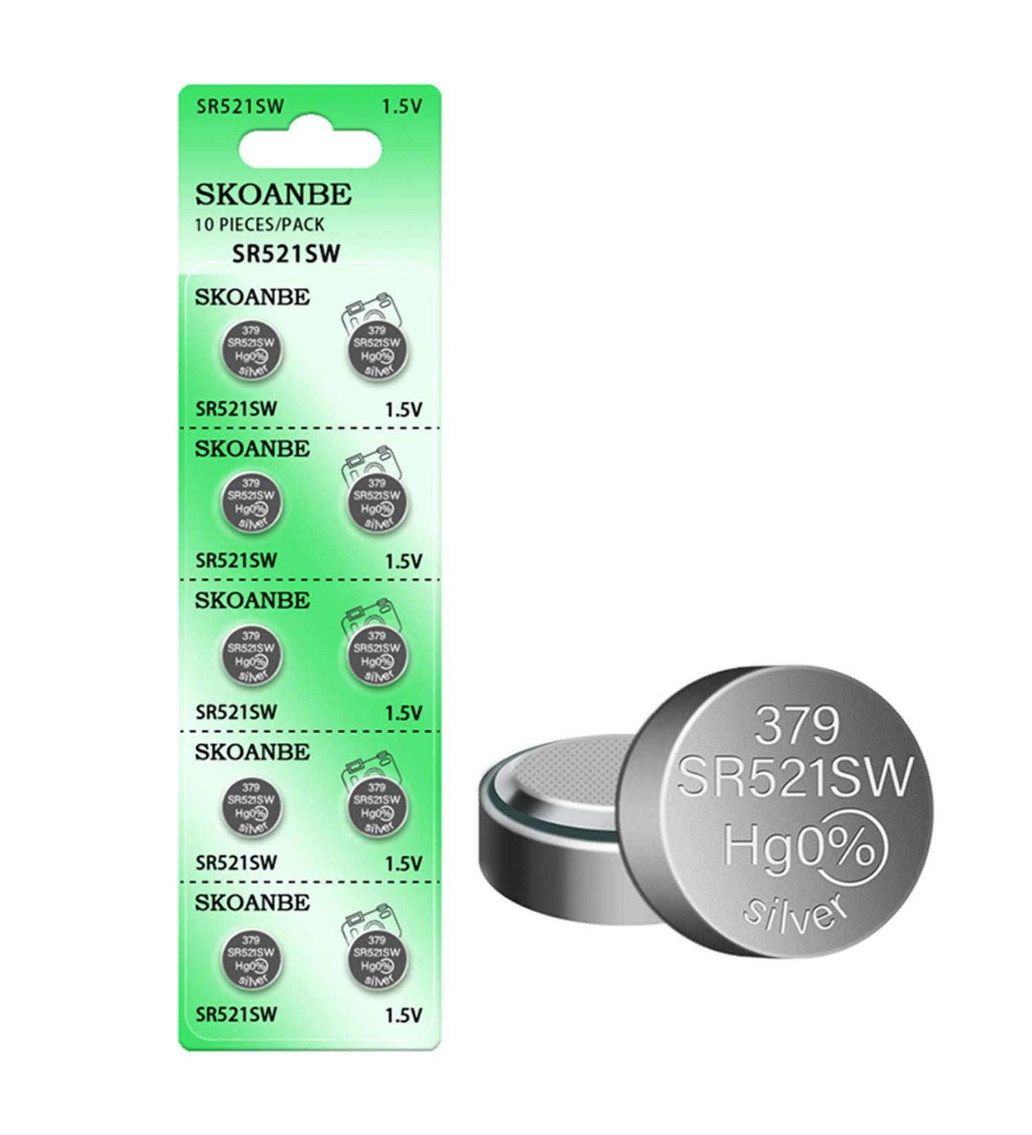 SKOANBE 10PCS SR521SW AG0 LR521 379 1.5V Button Coin Cell Watch Battery - Reliable Power for Timepieces | International Shipping - Buy Online on GoSupps.com