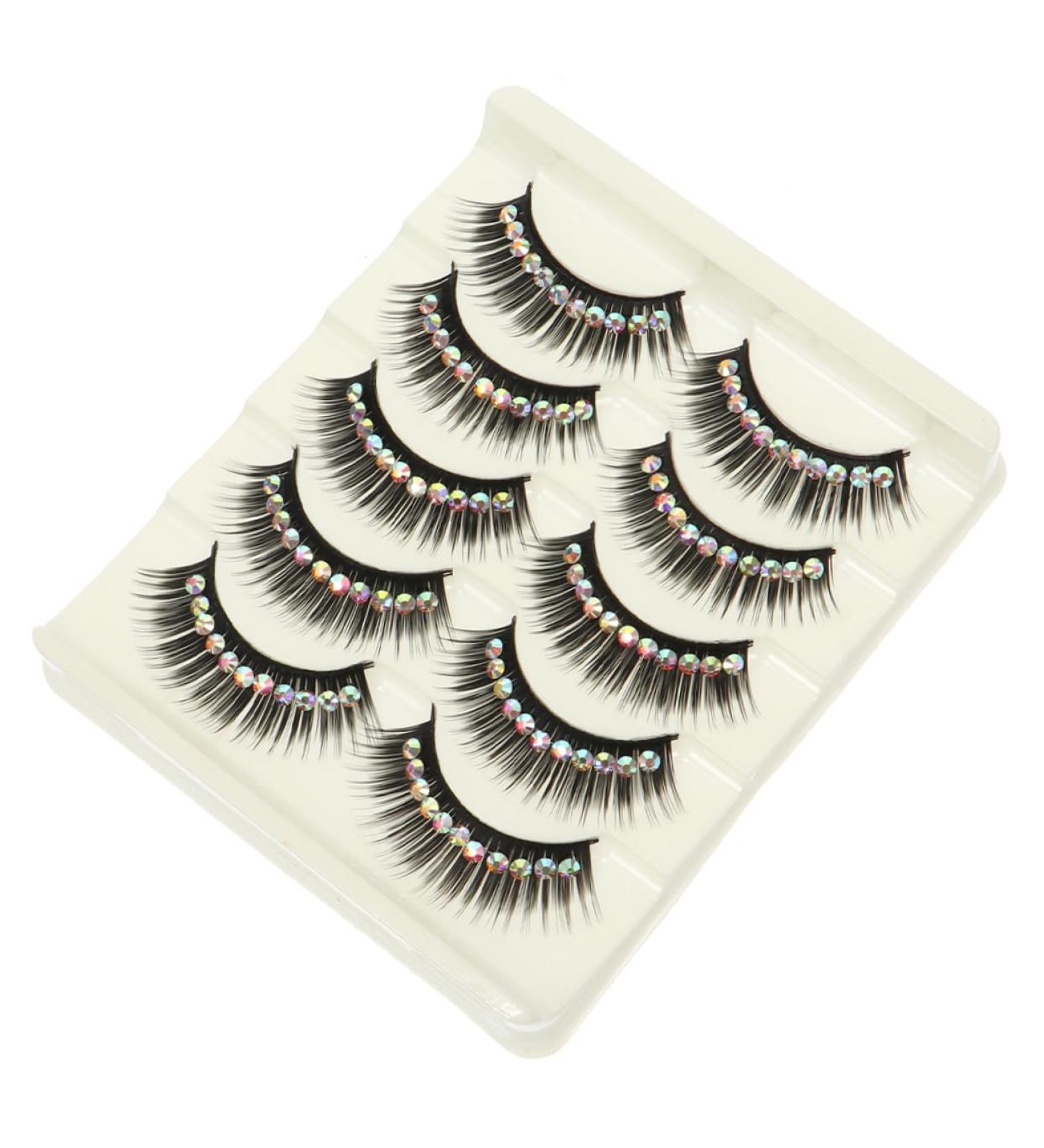 FRCOLOR 40 Pairs diamond false eyelashes false lashes natural look false eyelashes with rhinestones lash extensions women eyelash fake lash chemical fiber hard stem With diamond gem - Buy Online on GoSupps.com