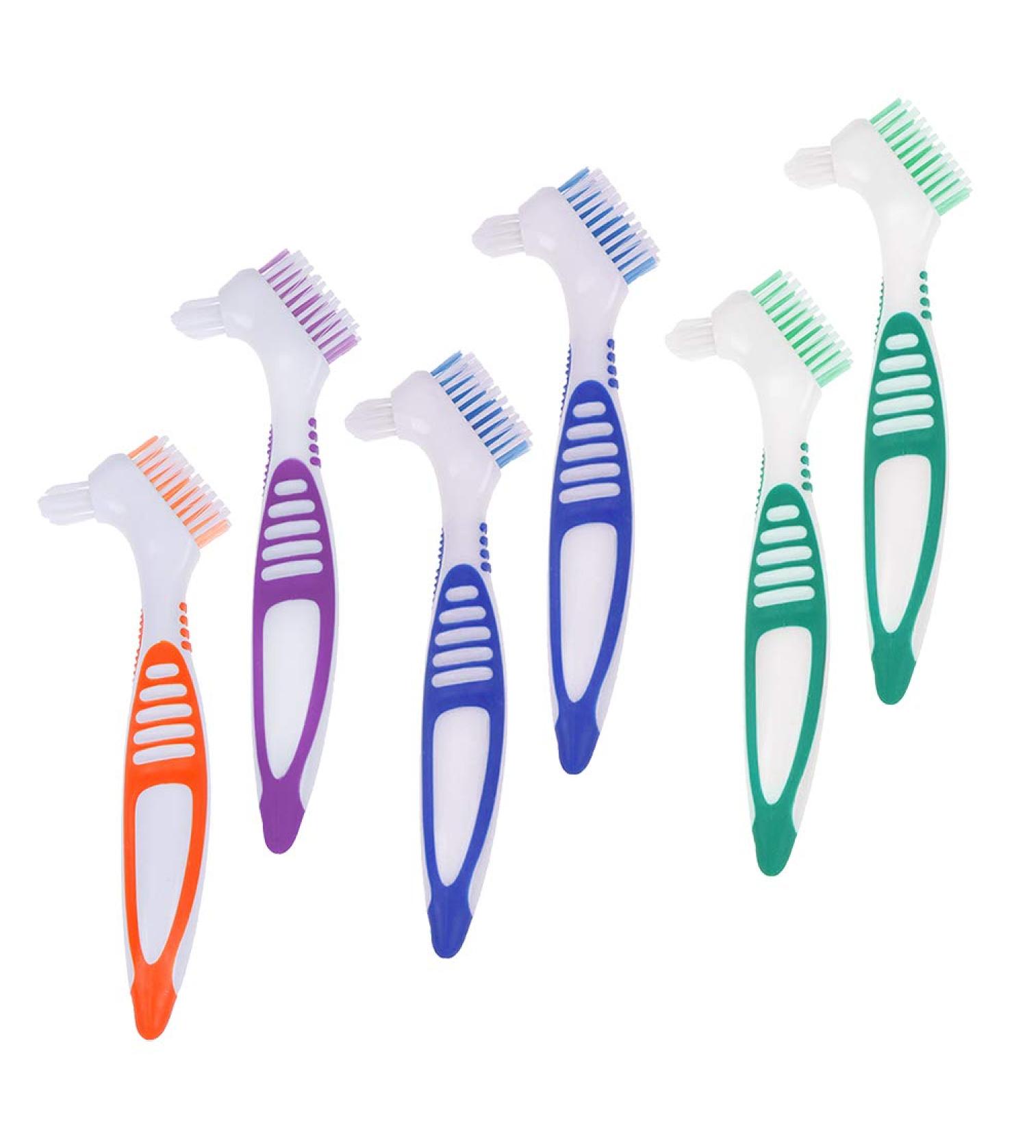 6-Piece Prosthesis Brush Set | Toothbrush for False Teeth | Auhota Hygienic Cleaning Kit for Restorative Care | Multi-Layer Bristles & Ergonomic Rubber Racks - 4 Colors - Buy Online on GoSupps.com