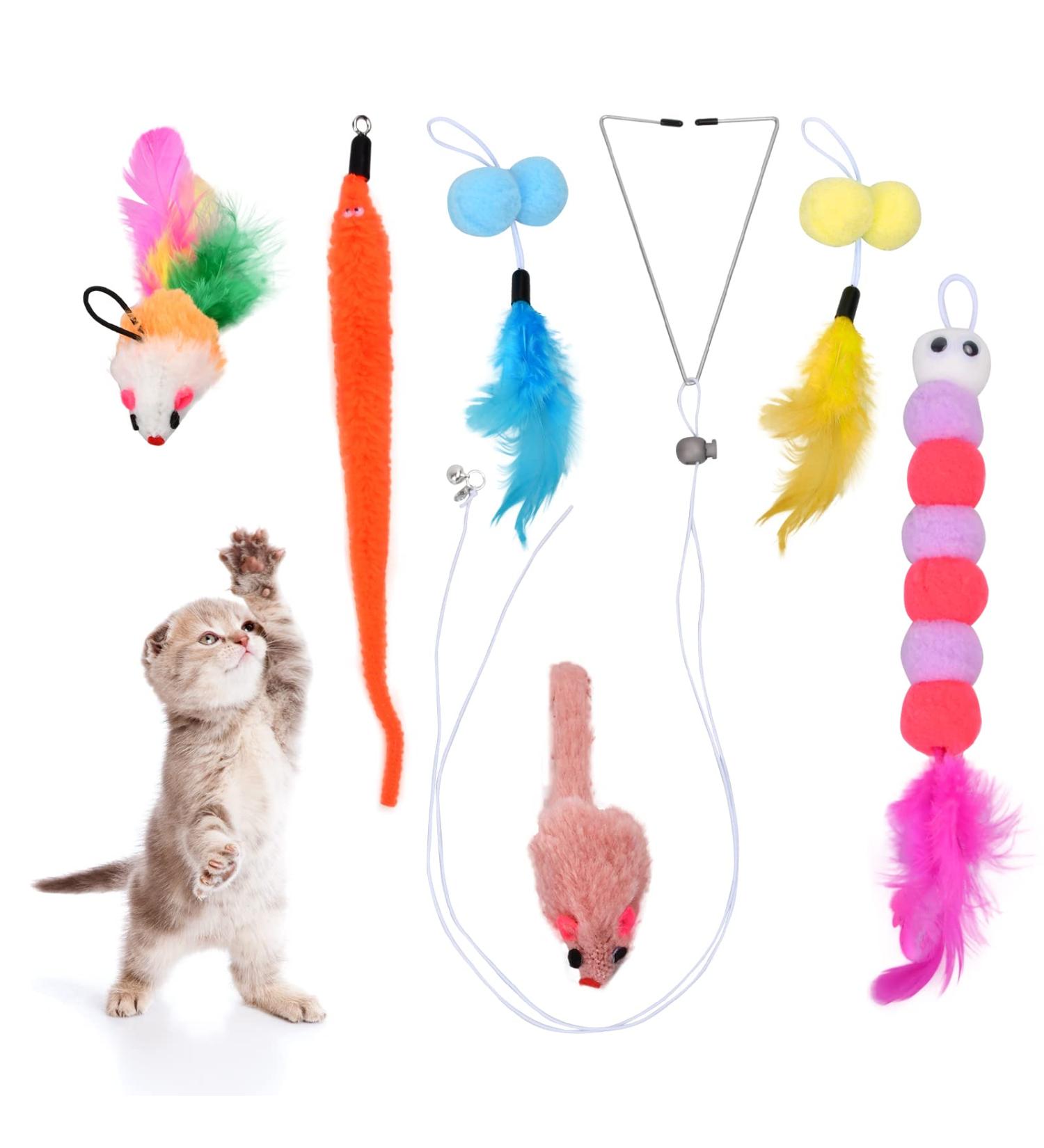 Loudhhe 6-Piece Interactive Cat Toy Set - Hanging Door Frame Springs & Mice for Cats to Combat Boredom | International Shipping Available - Buy Online on GoSupps.com