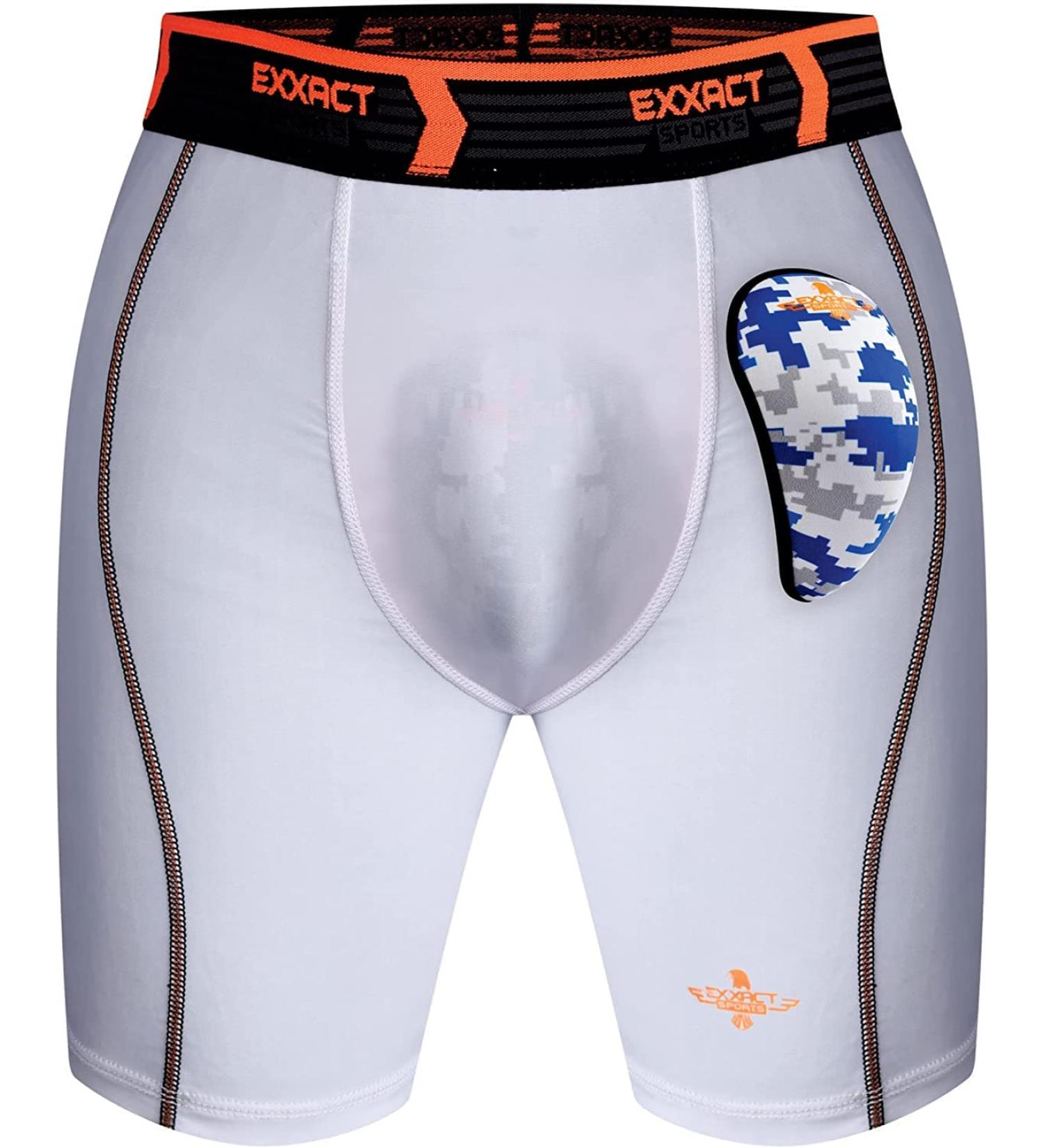 Exxact Sports Compression Shorts Men with Lightweight Cup - Medium White | Ideal for Baseball, Lacrosse, Football - Buy Online on GoSupps.com
