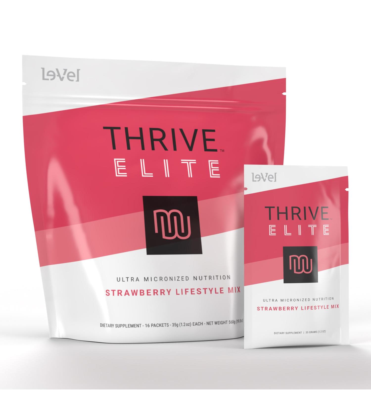 Le-Vel Thrive Elite Protein Shake | Gluten-Free Protein Blend with BCAAs Probiotics & Enzymes |16 Servings - Single Packets Strawberry Strawberry 1.23 Pound (Pack of 1) - Buy Online on GoSupps.com