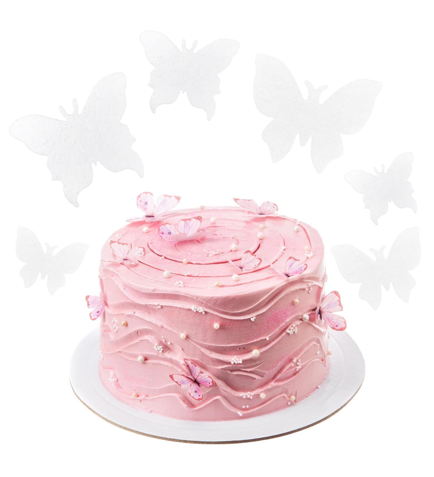 Rapidbok 50 Pieces Edible Butterflies - Rice Paper Cake Decorations for Weddings Birthdays & Parties | Butterfly Cupcake Toppers - Buy Online on GoSupps.com