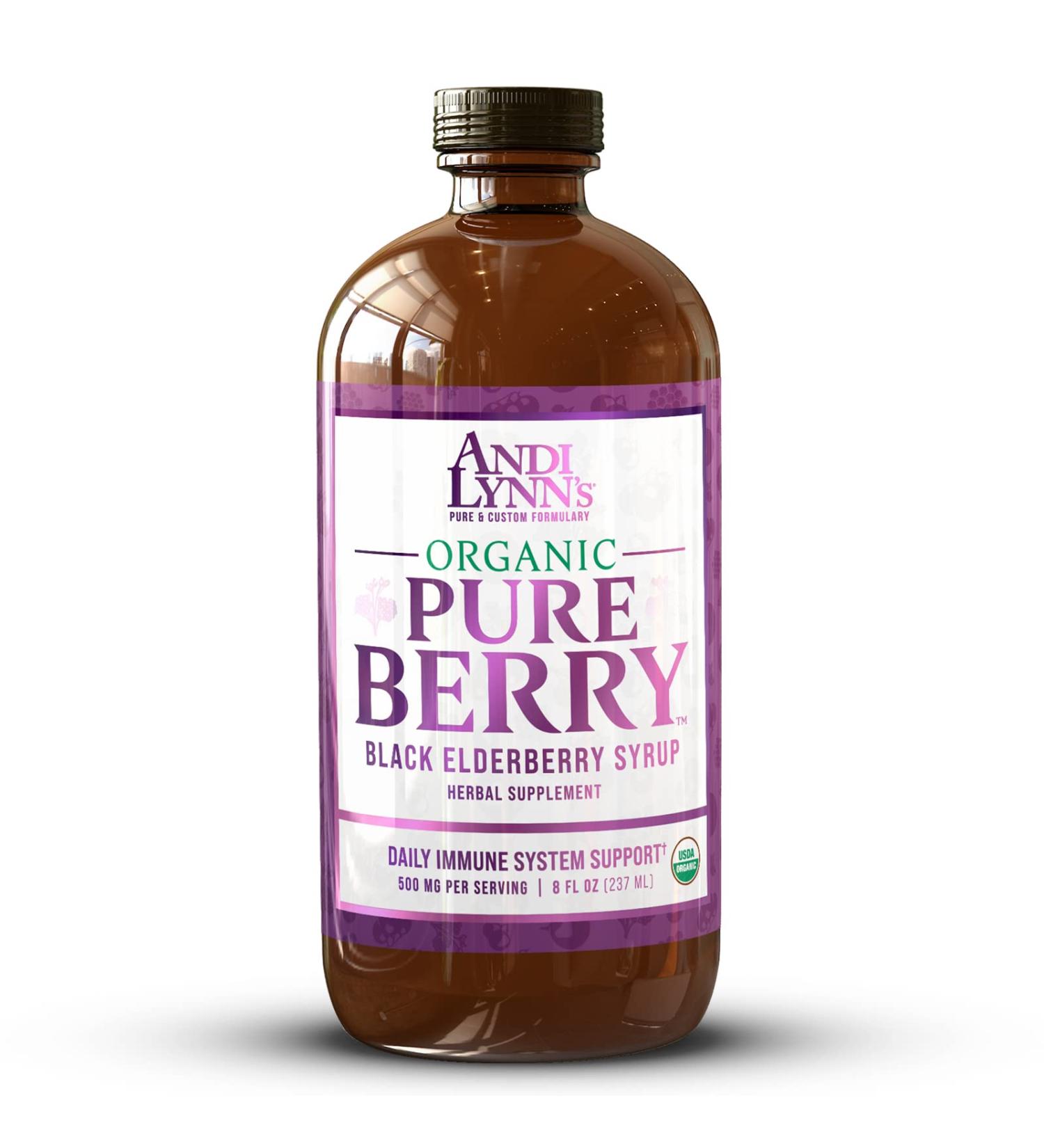 Andi Lynn's Pure Black Elderberry Syrup with Honey - 500mg Immune Support - 8oz - Buy Online on GoSupps.com