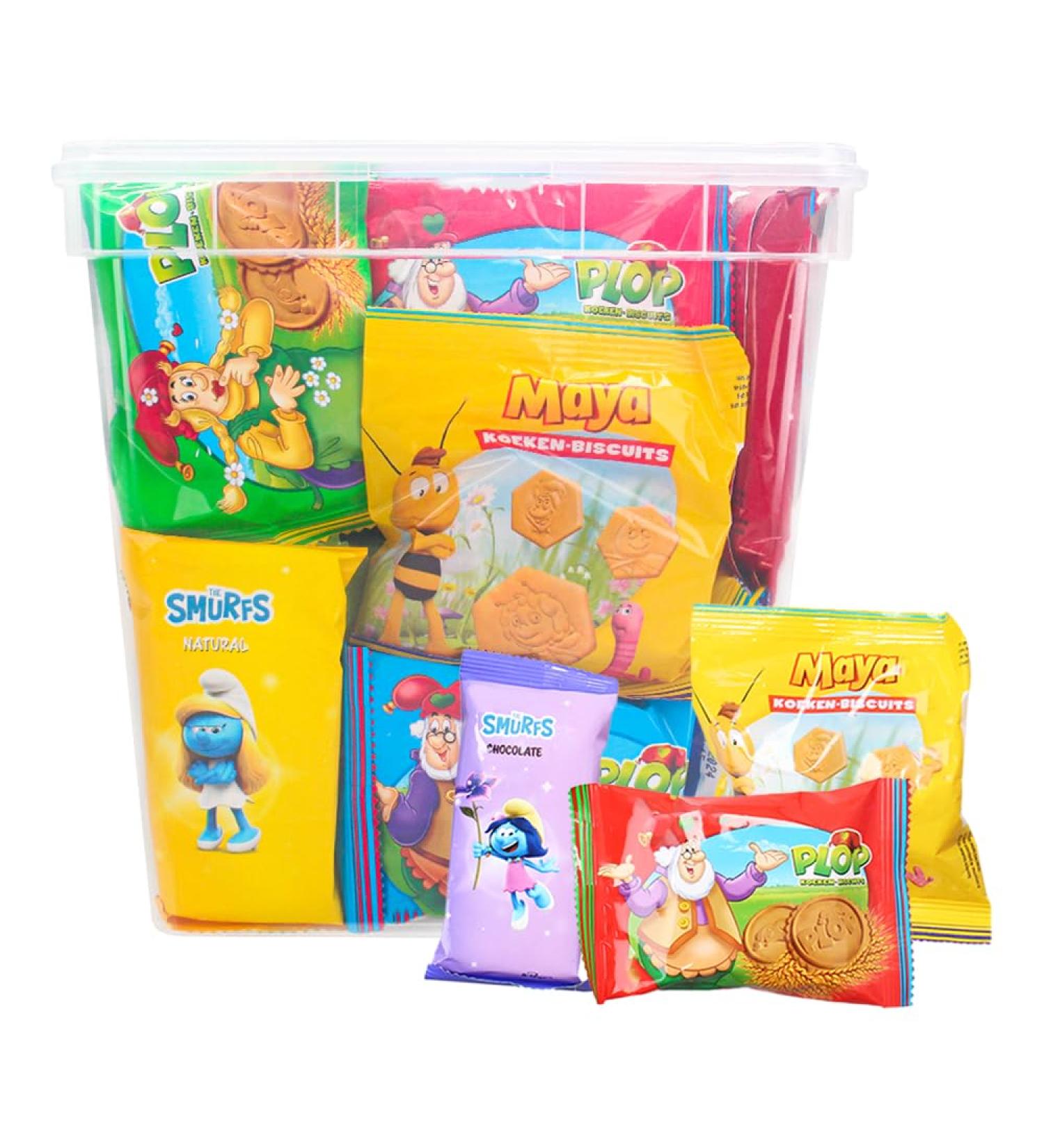 Vandeca Gnome Plop Maya the Bee and the Smurfs assortment of biscuits by Jules Destrooper - children's biscuits - chocolate biscuits - plain biscuits - 1000g