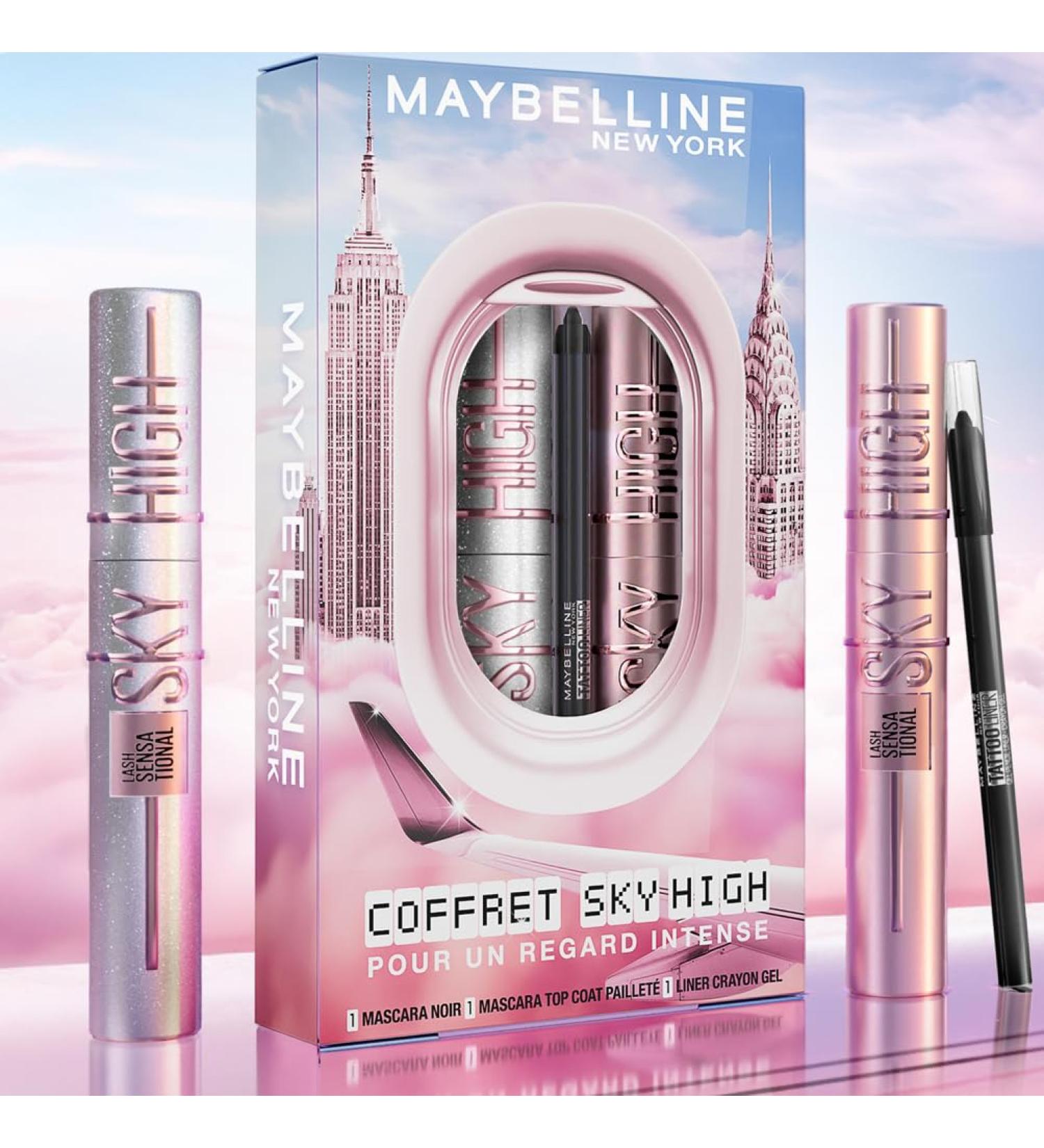 Maybelline New York - Intense Eye Set - Gel Pencil Liner + Very Black Mascara + Glitter Top Coat Mascara - 3 products - Buy Online on GoSupps.com