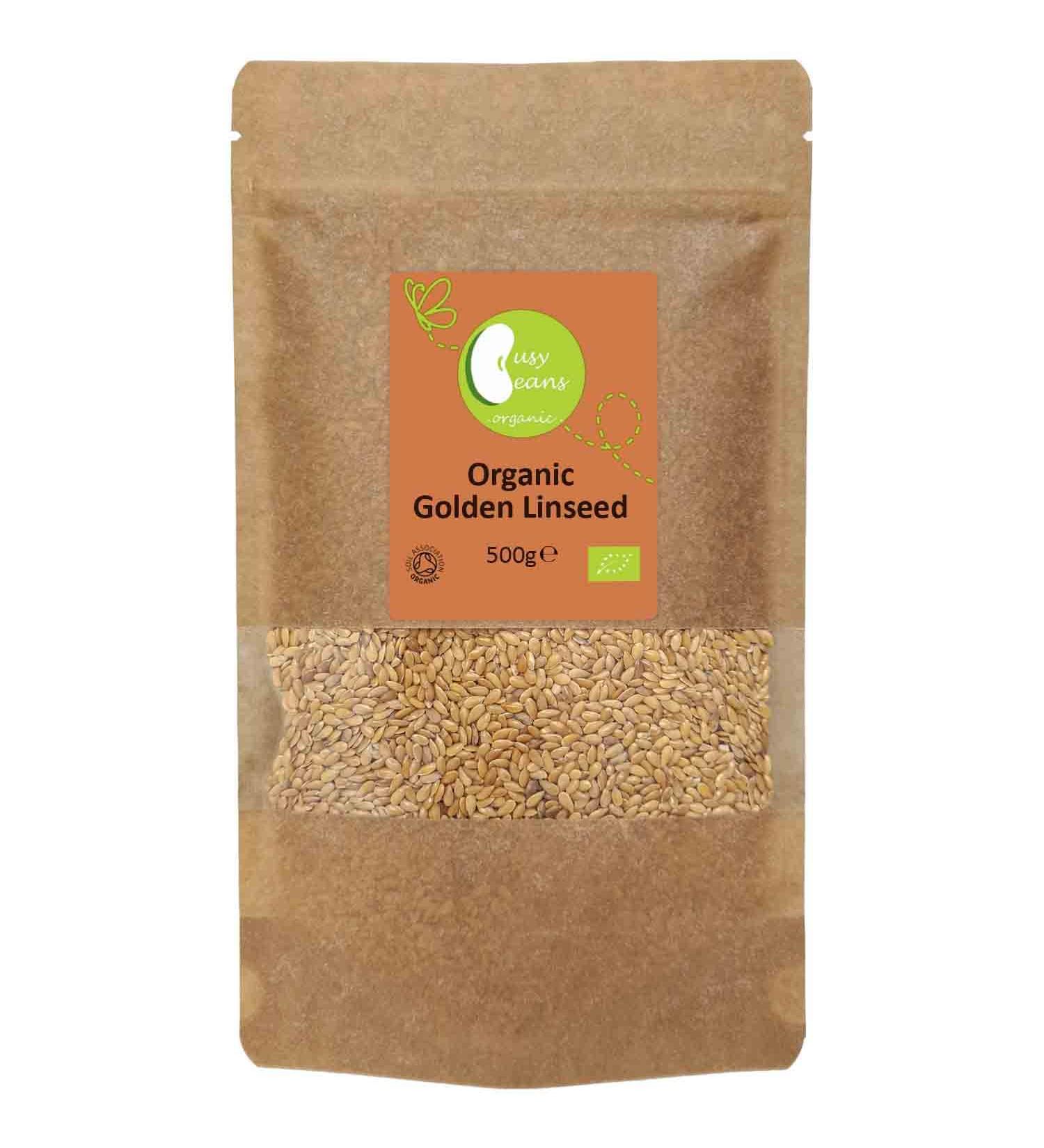 Organic Golden Linseed (Flaxseed) -Certified Organic- by Busy Beans Organic (500g) - Buy Online on GoSupps.com