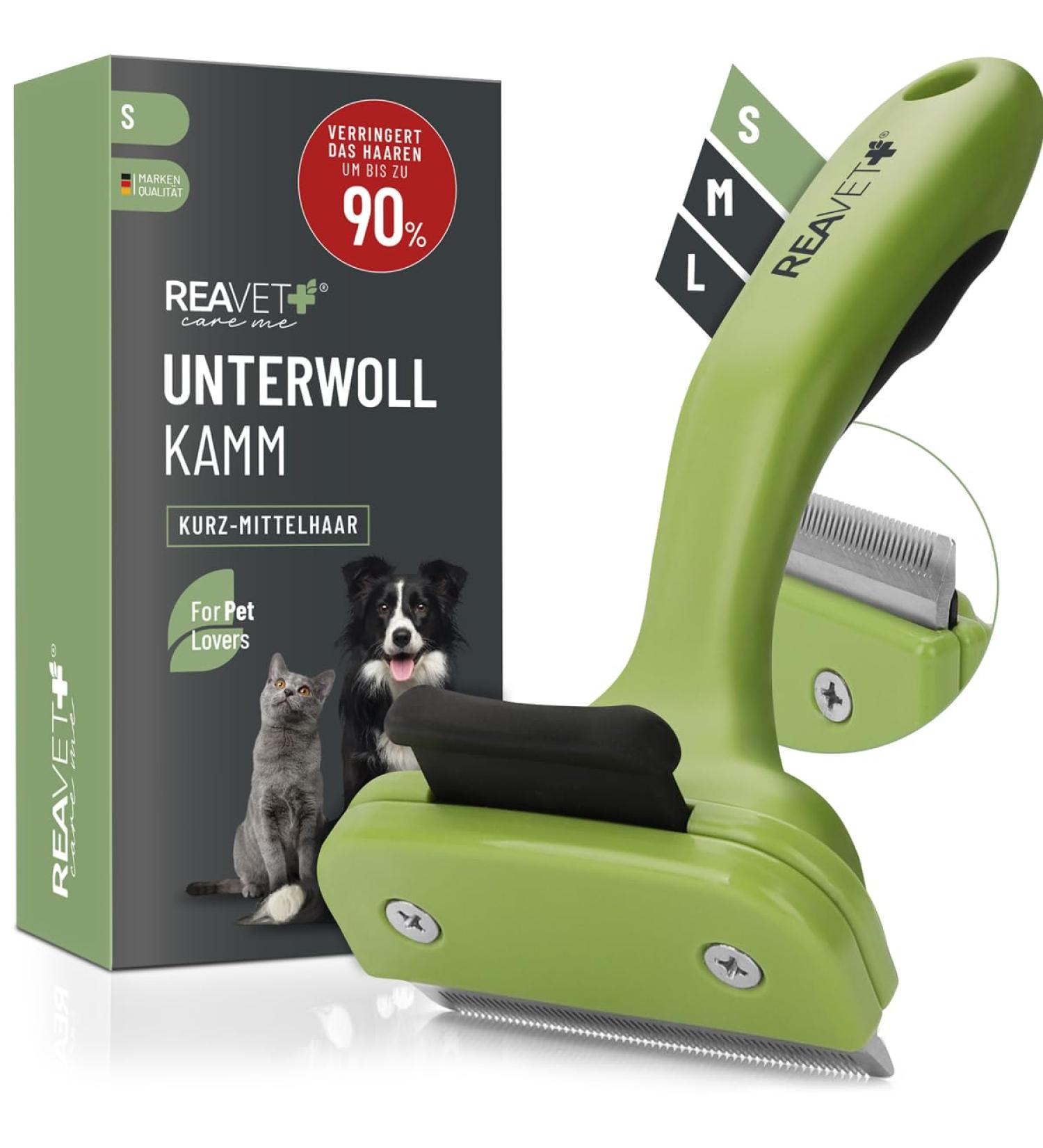 Reavet Unterwollkamm for Short-Haired Dogs & Cats | Self-Cleaning Deshedding Comb for Small Breeds - Buy Online on GoSupps.com