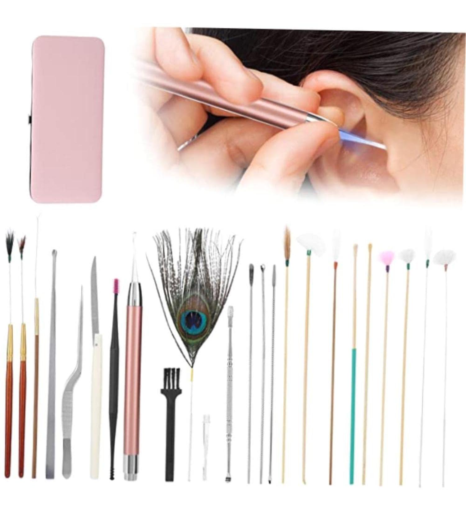 23-Piece Complete Ear Cleaning Kit for Easy Earwax Removal - Spiral Ear Pick Set with Double Ended Ear Scoop - Cherry Powder Ear Pick - Effective Ear Wax Remover Tool - Buy Online on GoSupps.com
