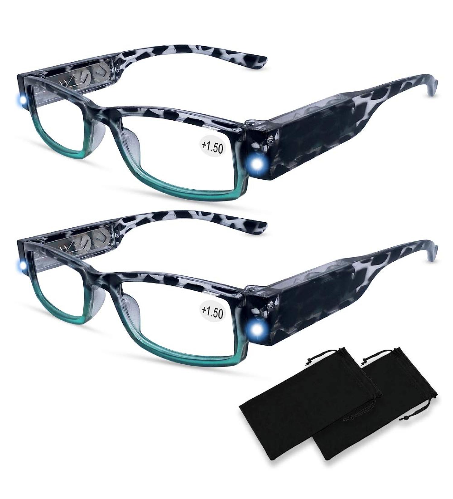 Bright LED Reading Glasses +150 | Lighted Magnifier for Nighttime Use | International Shipping - Buy Online on GoSupps.com