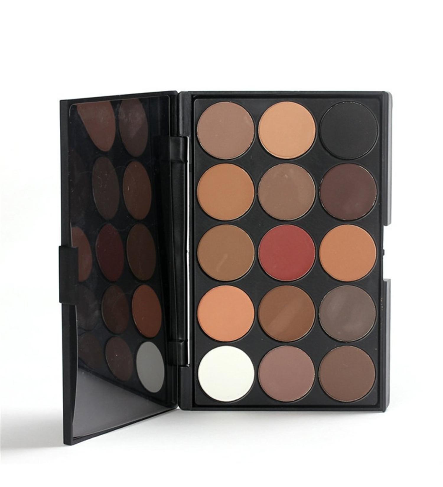 Pure Vie Professional Highlight Eyeshadow Palette - 15 Colors Matte Shimmer Eye Shadows Pallet for Contouring, Highly Pigmented Nudes, Natural Warm Tones - Holiday Gift Set - Buy Online on GoSupps.com
