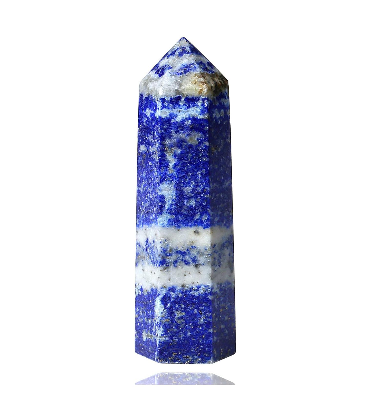 Xiannvxi 2-Inch Natural Lapis Lazuli Healing Crystal Tower - Hexagonal Point Rods for Meditation & Energy Therapy - Buy Online on GoSupps.com