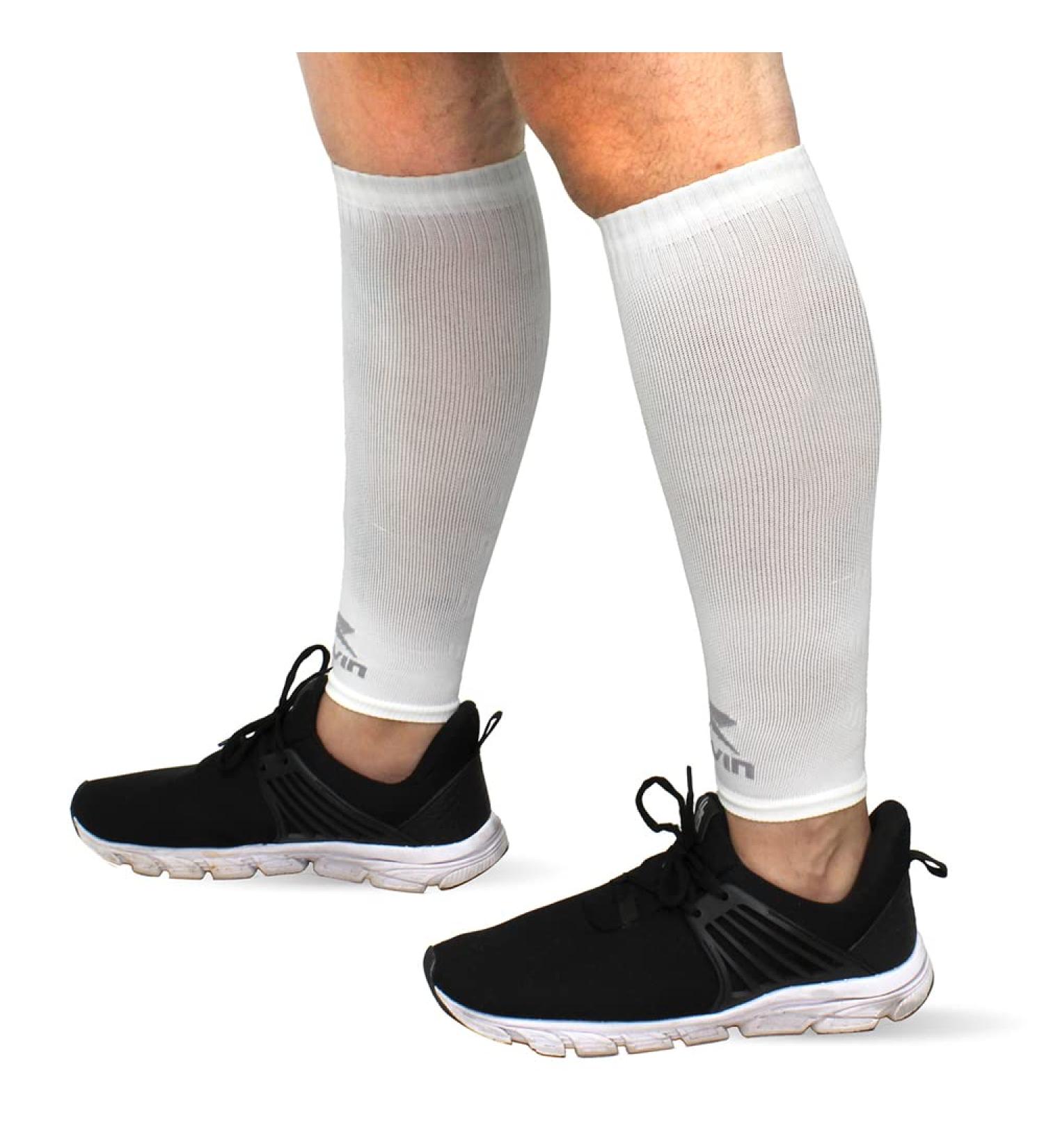 Muvin Solid Calf Compression Sleeves for Men & Women - White, Size L | Sports Running - Shin Splints & Muscle Pain Relief - Buy Online on GoSupps.com