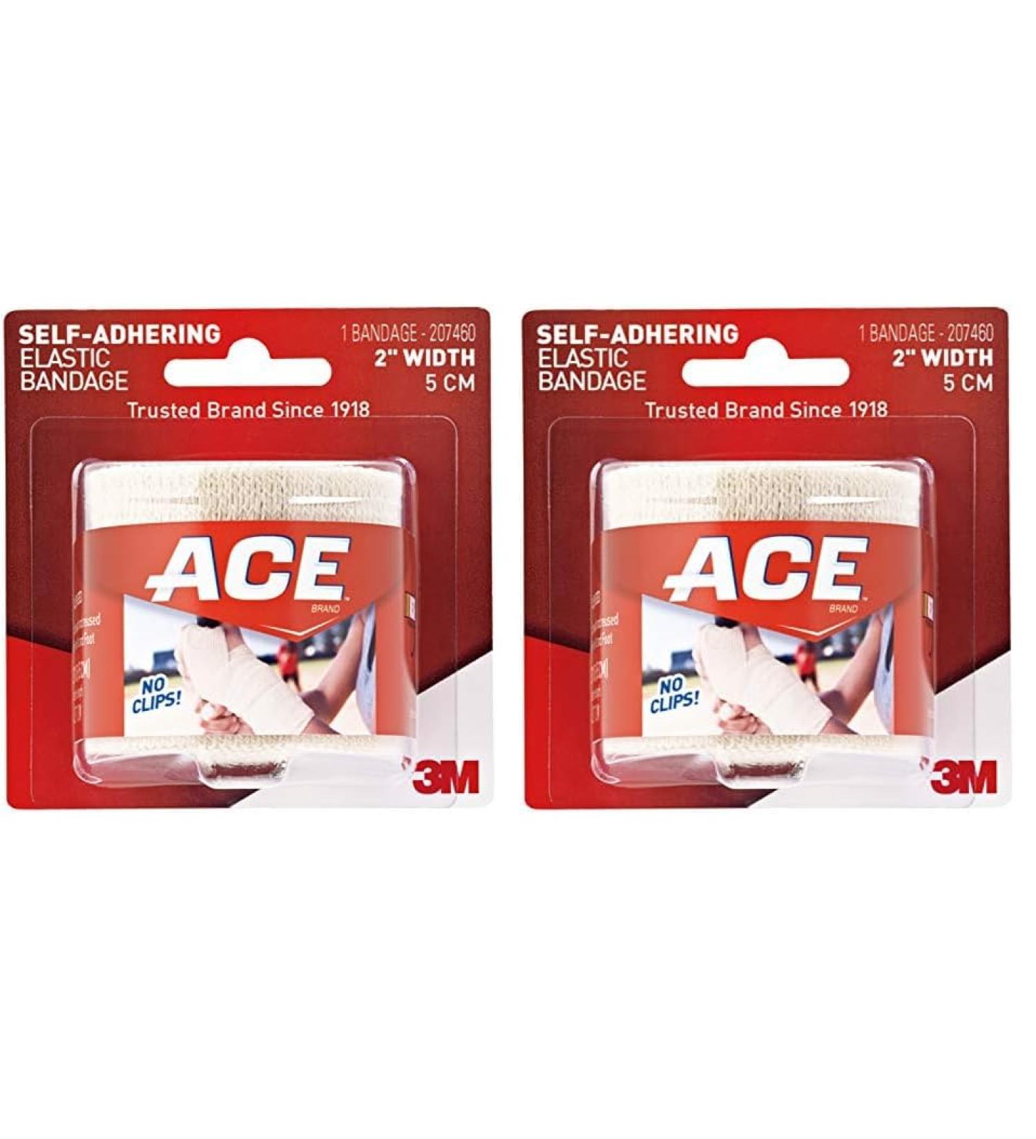 ACE 2 Inch Self-Adhering Elastic Bandage - Beige No Clips Ideal for Wrist & Foot Pack of 2 - International Shipping Available - Buy Online on GoSupps.com