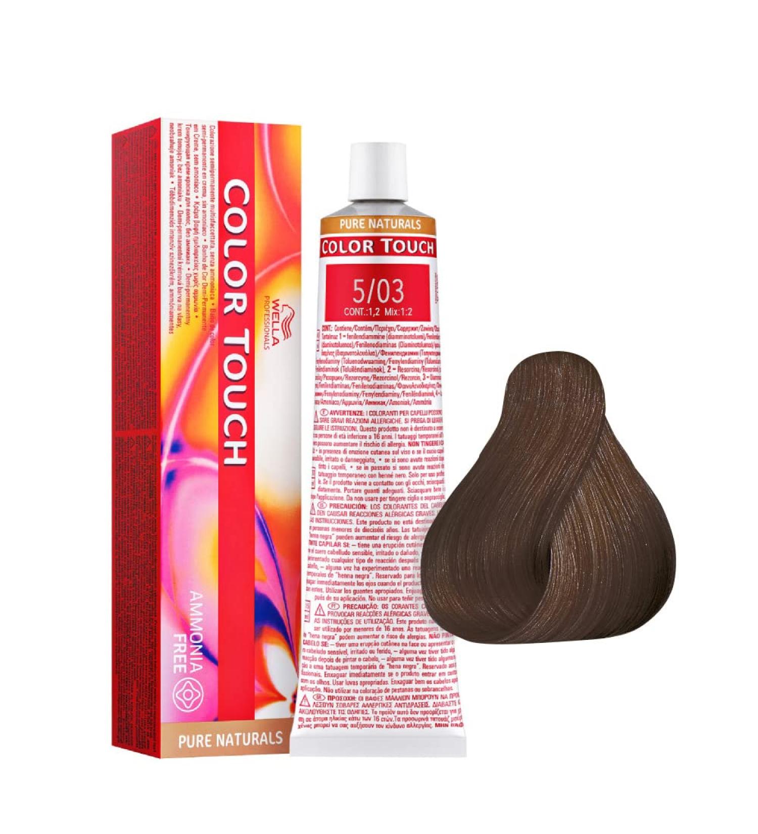 5/03 Shade Light Brown Gold Natural Wella Color touch Pure Naturals Ammonia-free 60ml