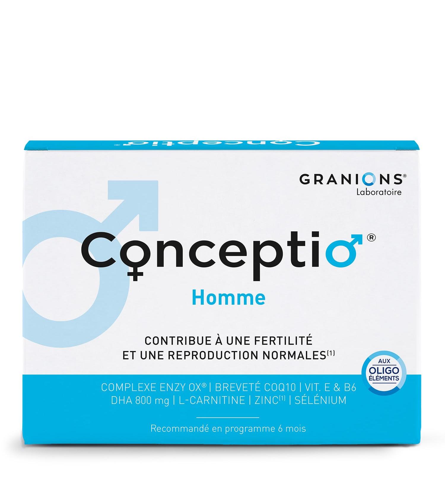 GRANIONS | Conceptio Homme | Male Fertility Normal Reproduction | Enzy Ox Patented Complex (Coenzyme Q10 Vitamin E) L-Carnitine Dha Trace Elements | 90 capsules and 30 sachets (30 days) - Buy Online on GoSupps.com