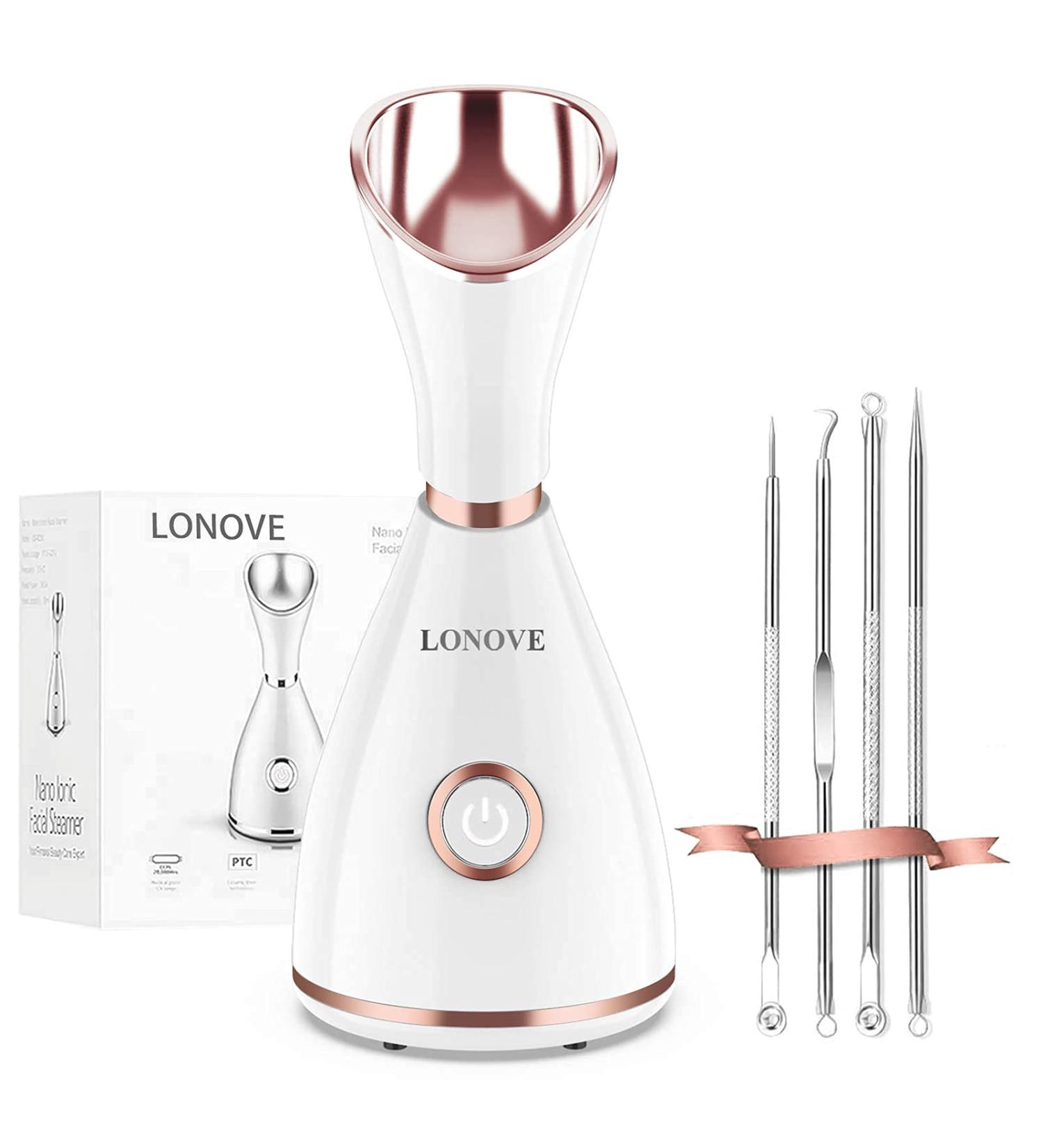 LOVONEE Facial Steamer - Home Spa Warm Mist Humidifier for Deep Cleaning, Sinus Relief, and Blackhead Removal - Rose - Buy Online on GoSupps.com