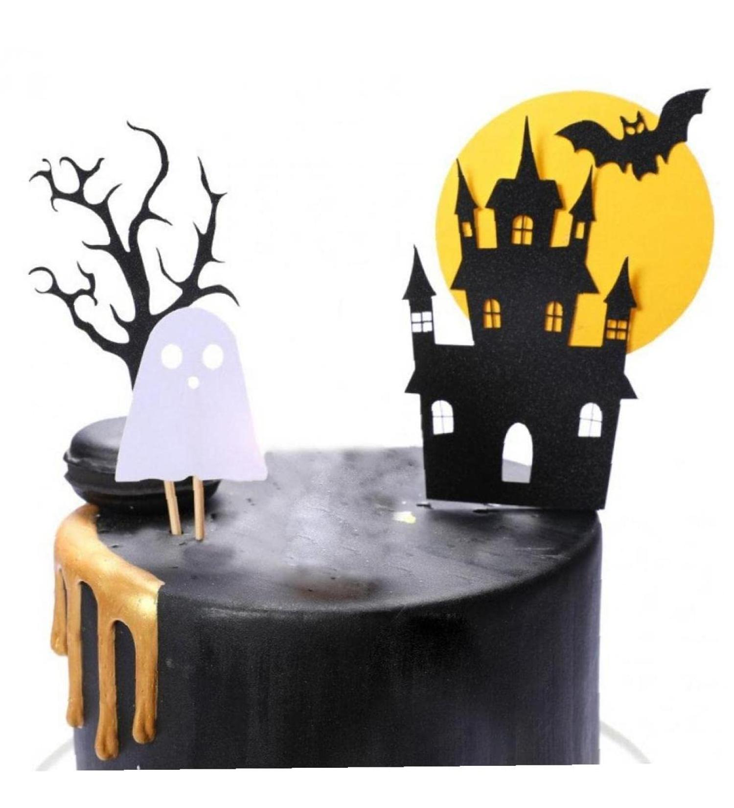 Halloween Cake Topper Haunted House Cake Topper Halloween Cake Decoration Ghost Cake Decoration Pumpkin Cupcake Decoration for Wizard Party Ghost Party Spider Party Style2 - Buy Online on GoSupps.com