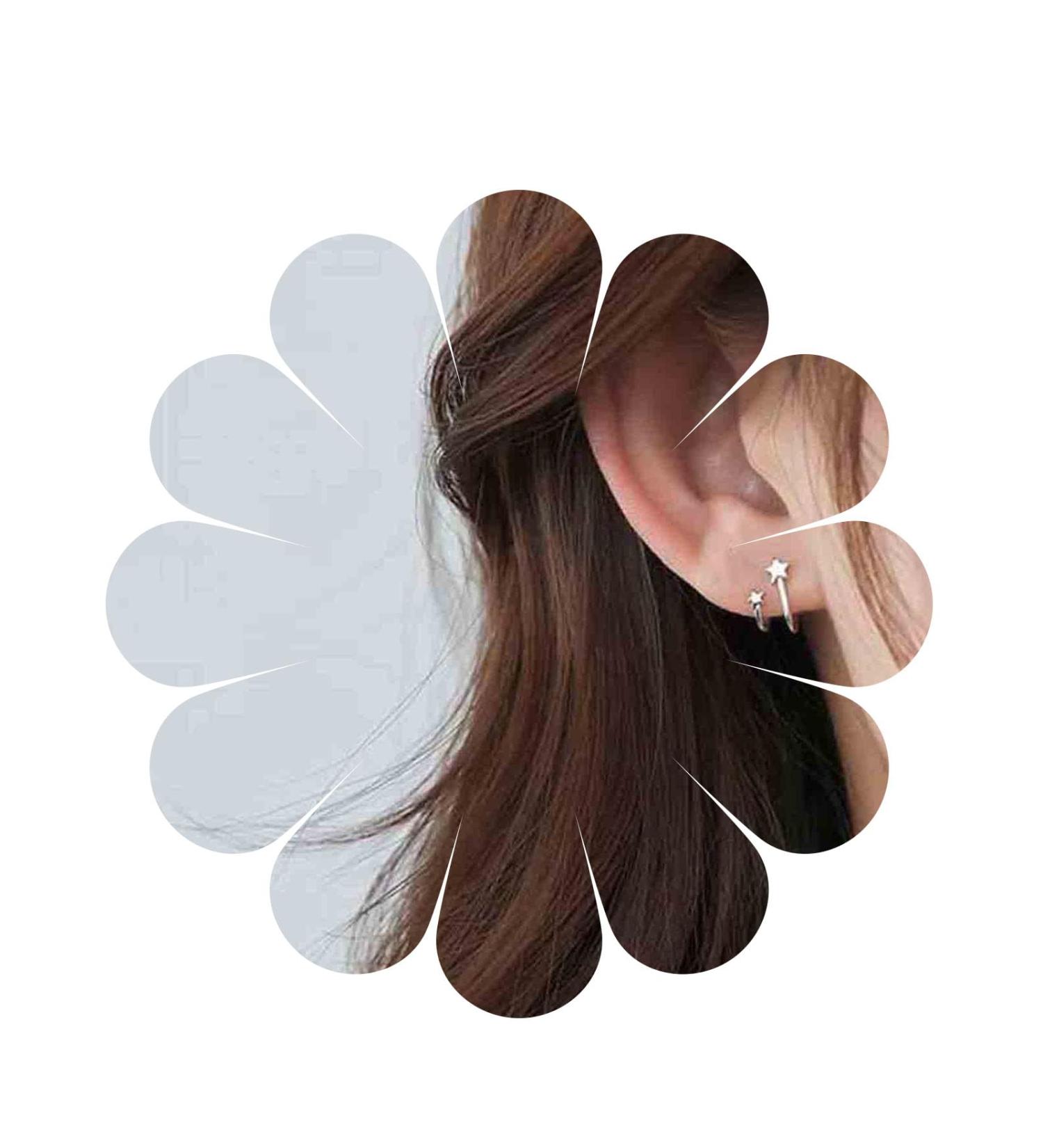 Star Spiral Hoop Earrings - Silver Boho Cluster Studs & Twist Huggies Jewelry for Women & Girls - Buy Online on GoSupps.com