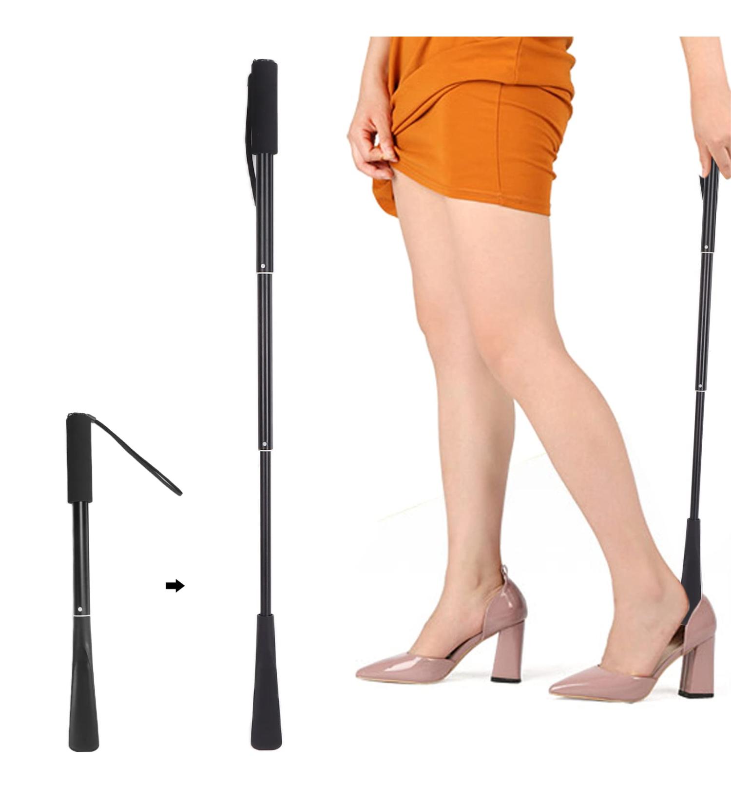 Retractable Long Handle Shoe Horn for Seniors - Non-Slip Dressing Aid for Men and Women | Adjustable Length Standing Reach Assist - Buy Online on GoSupps.com