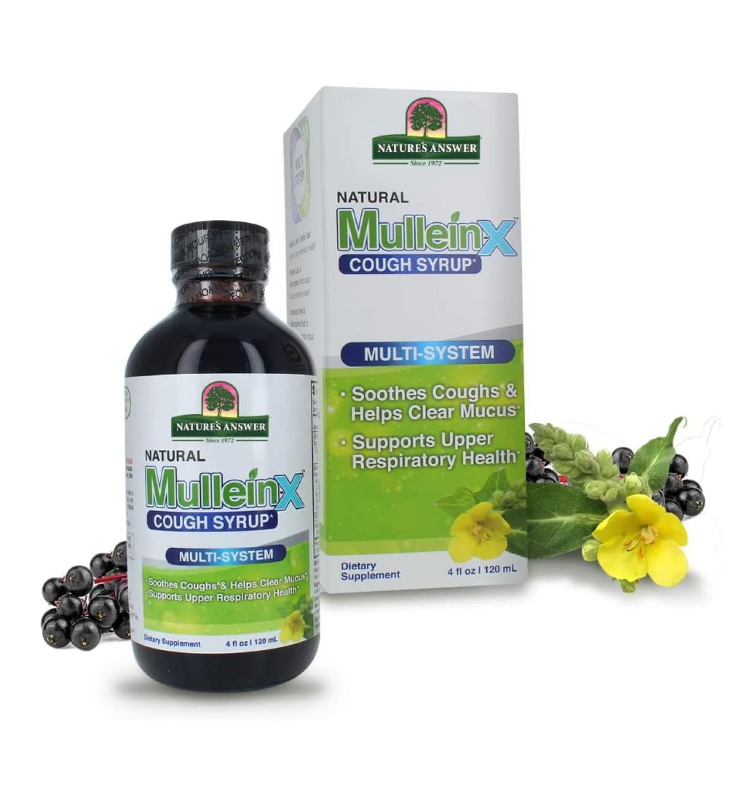 NaturaAnswer's Natural Cough Syrup Mullein X 120 ml - Buy Online on GoSupps.com