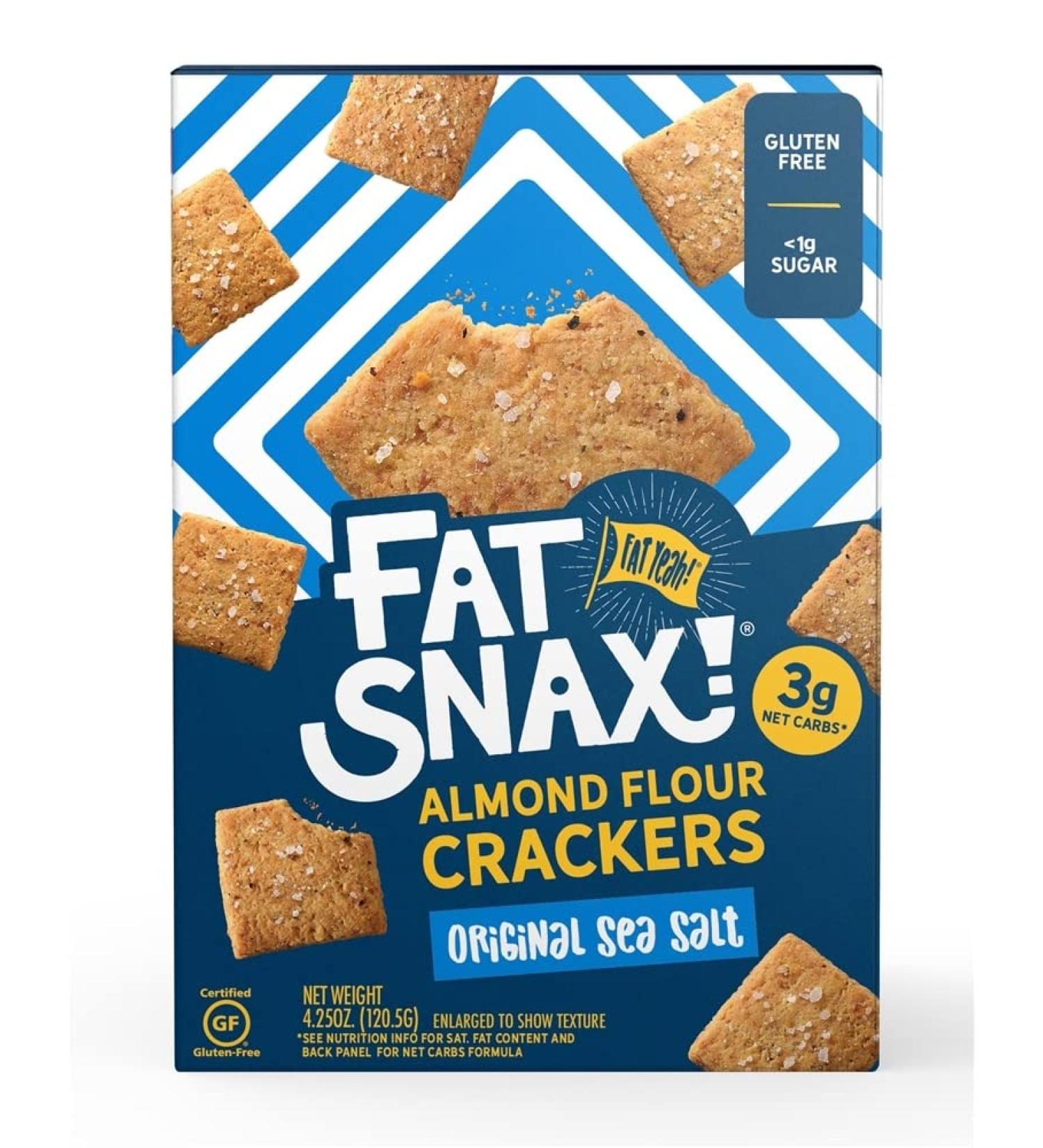 Fat Snax Almond Flour Crackers - Original Sea Salt 4.25 oz | Low Carb & Keto-Friendly Snack - Buy Online on GoSupps.com