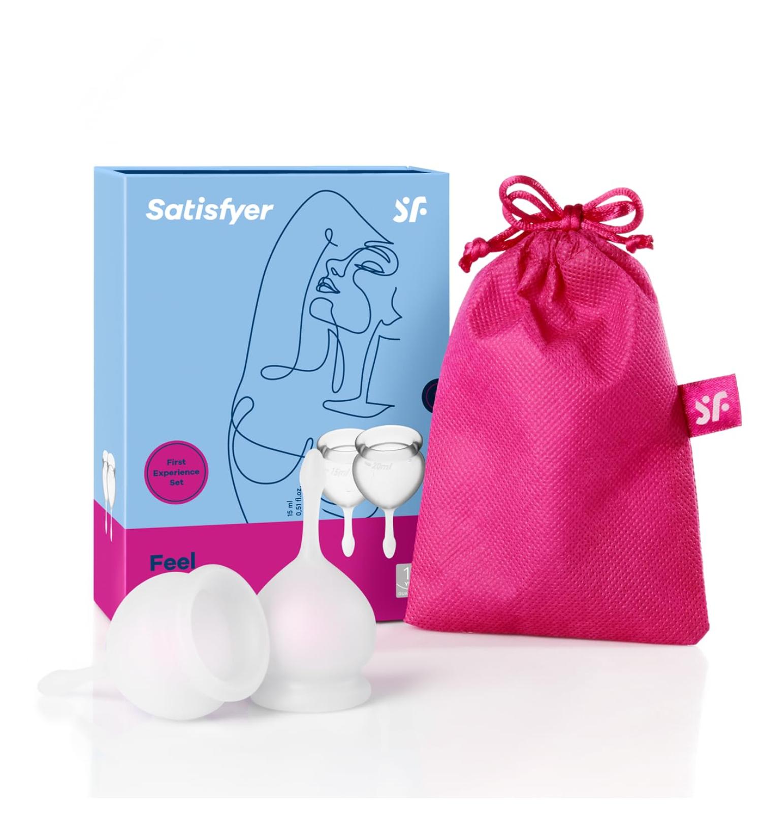 Buy Satisfyer Feel Good Menstrual Cup Set - Reusable & Sustainable 15ml & 20ml | Easy Cleaning Transparent | International Shipping - Buy Online on GoSupps.com