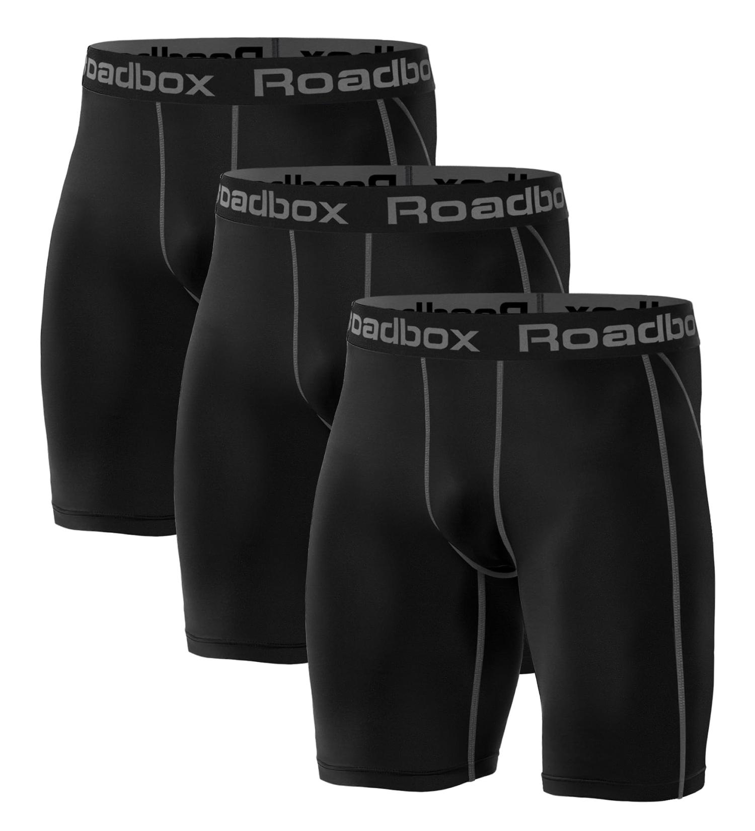 Roadbox Men's Compression Shorts 1 & 3 Pack - Quick-Drying Baselayer Underwear for Running (Black) - Buy Online on GoSupps.com