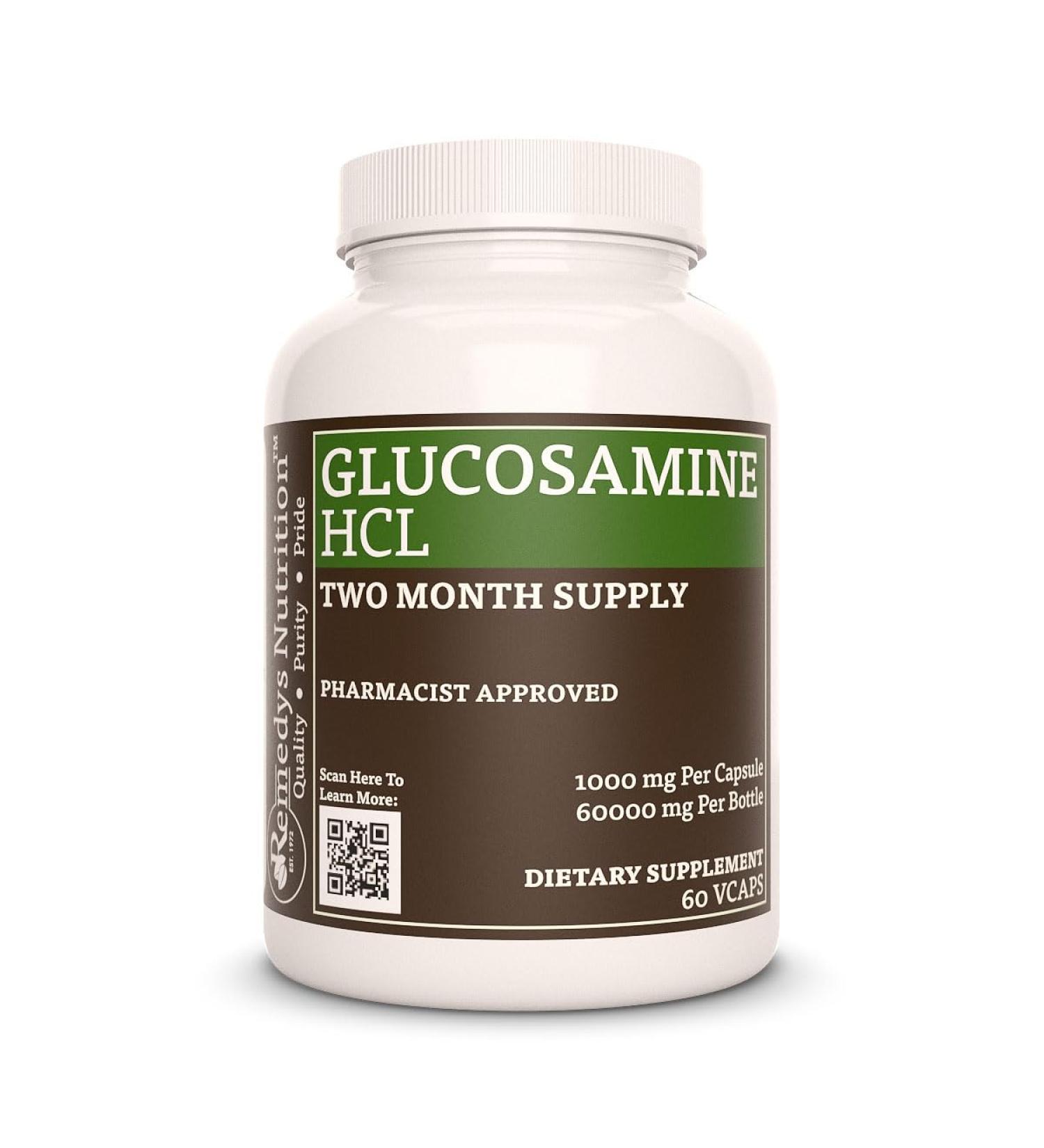 Remedy s Nutrition Glucosamine HCL | 1 000 mg 60 Vegan Capsules Dietary Supplement | Two Month Supply - Buy Online on GoSupps.com