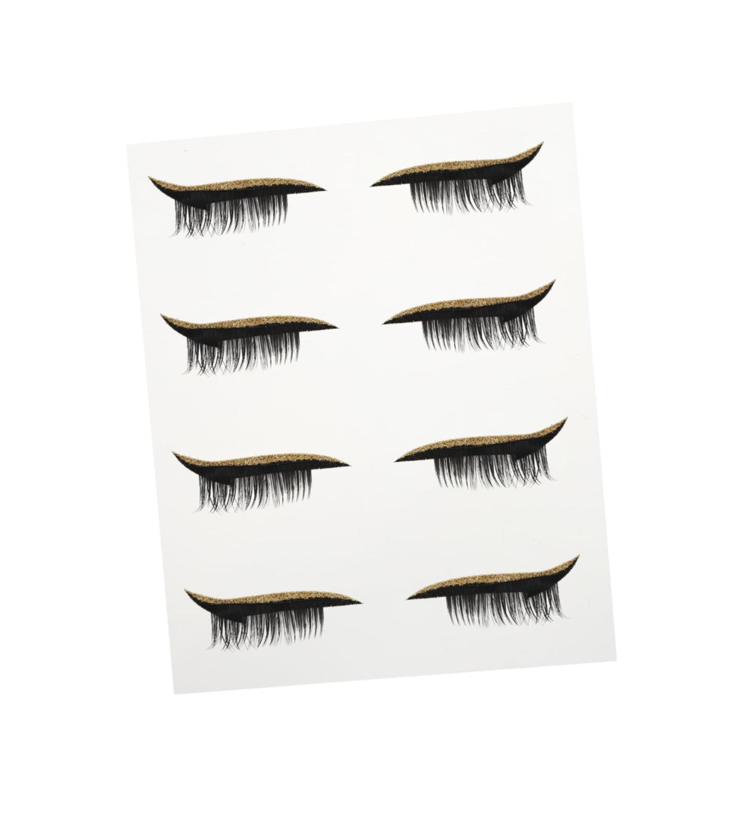 POPETPOP 4 pairs Girls Shiny Reusable Line Decal Adhesive Lash Glitter Liners with Eye for Decals Women 4x1.5cm Gloden - Buy Online on GoSupps.com