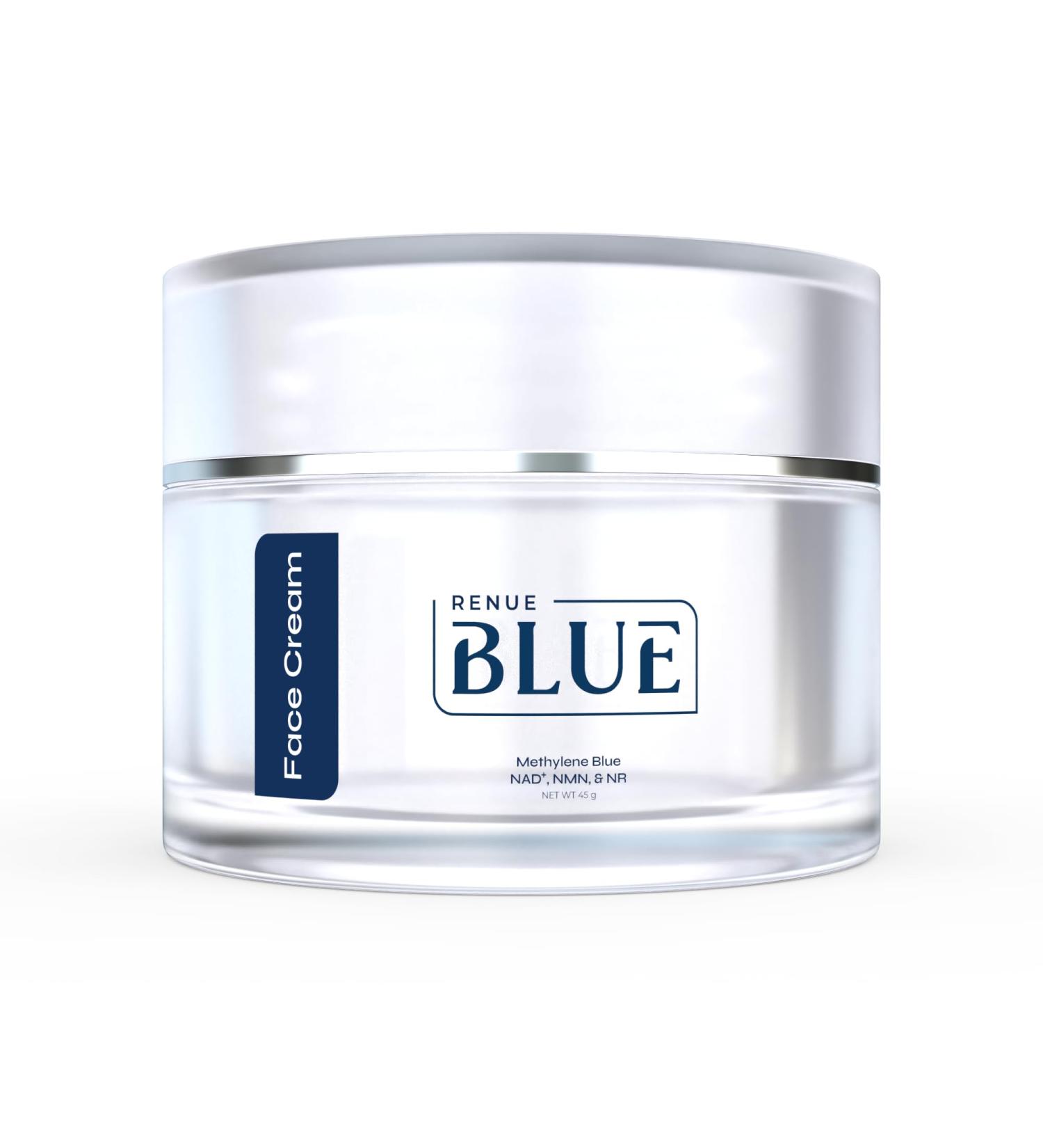 Renue Blue Methylene Blue Face Cream - Liposomal NAD+ Complex and Nutrients for Skin Rejuvenation Deep Hydration and Anti-Aging Support - Buy Online on GoSupps.com