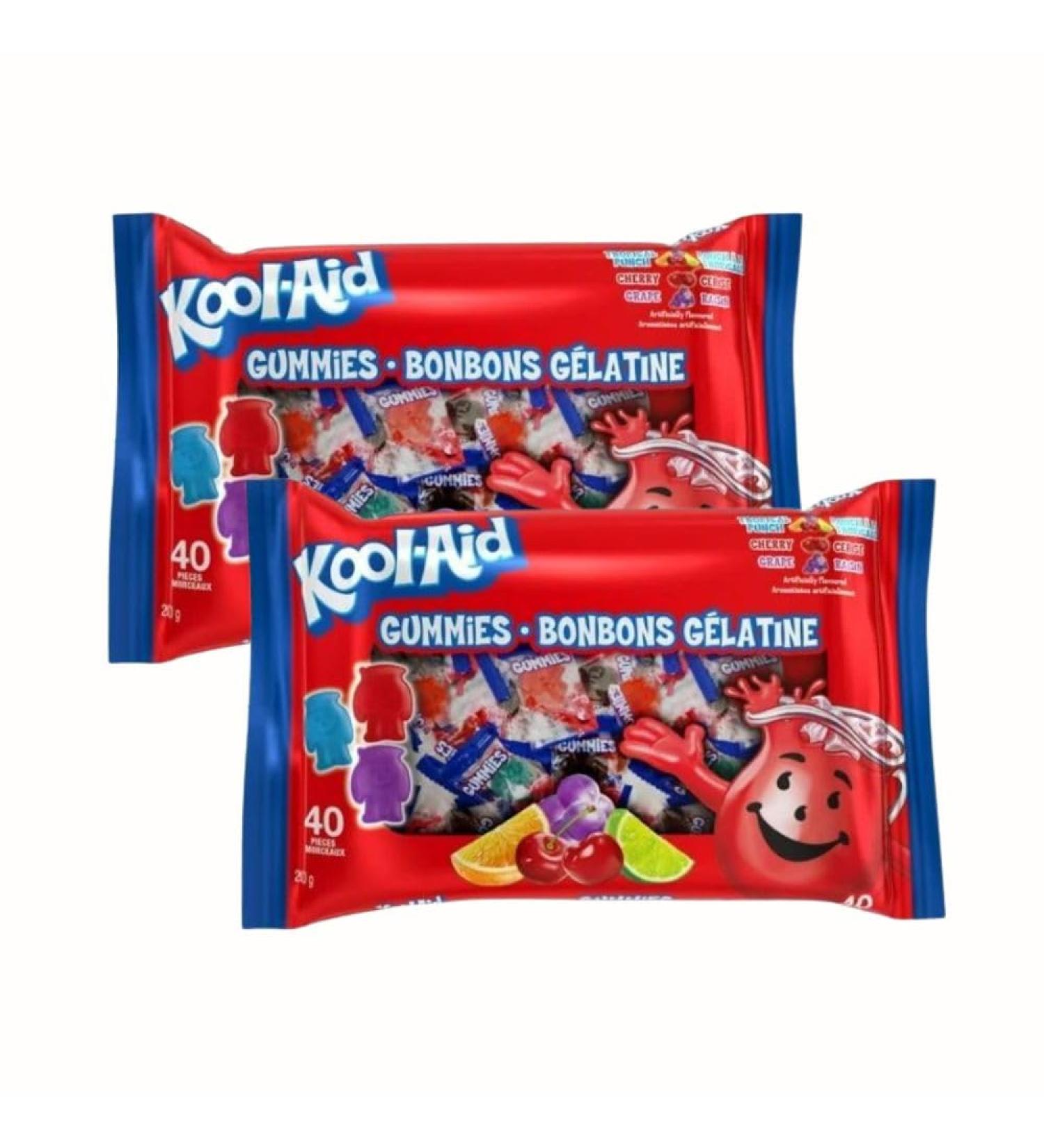 KoolAid Gummies Fruity Flavour Gummy Candy Tropical Punch Cherry and Grape Flavor for Parties and Snacks 40 count (Pack of 02) - Buy Online on GoSupps.com