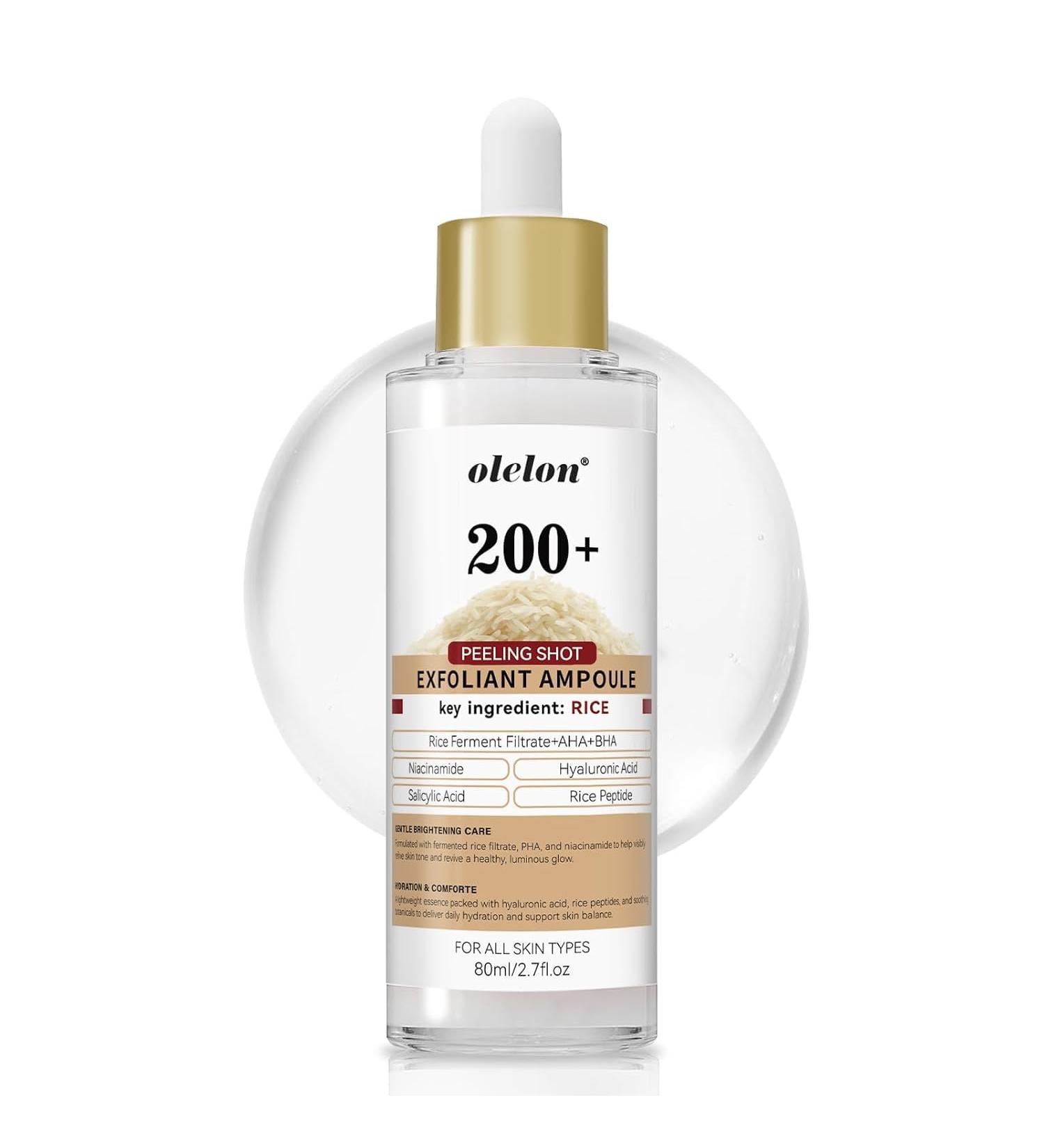 Dcsily Peeling Shot Glow Rice Ampoule Duo Day & Night - Skin Peel & Hydration Shot for Face and Body White Rice