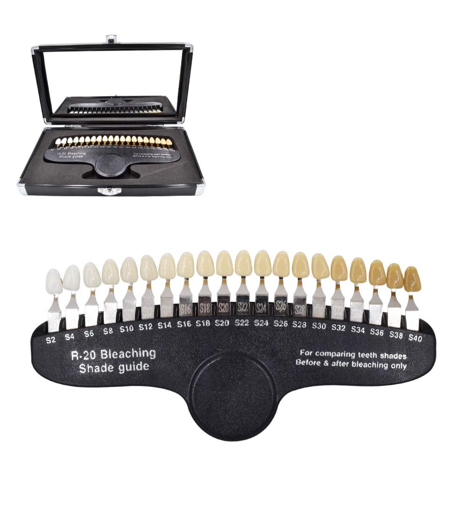 Professional R-20 Teeth Whitening Shade Guide with Mirror | 20 Color Tooth Bleaching Chart for Optimal Results - Buy Online on GoSupps.com