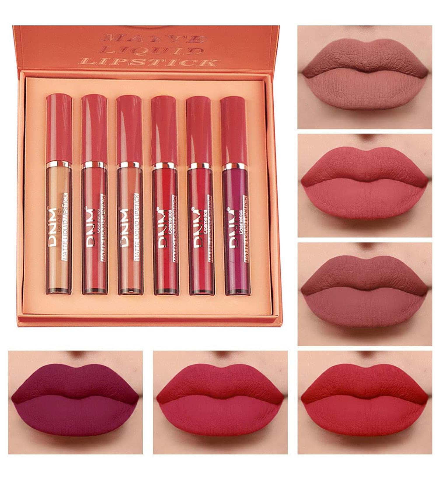 6Pcs Matte Liquid Lipstick Set | Long Lasting Waterproof Dark Red Lip Stain Makeup Kit | 24 Hour Stay on Matte Matt Lipsticks for Women | Matt Liquid Lippies Labiales Matte Larga Duracion 24 C-02 - Buy Online on GoSupps.com