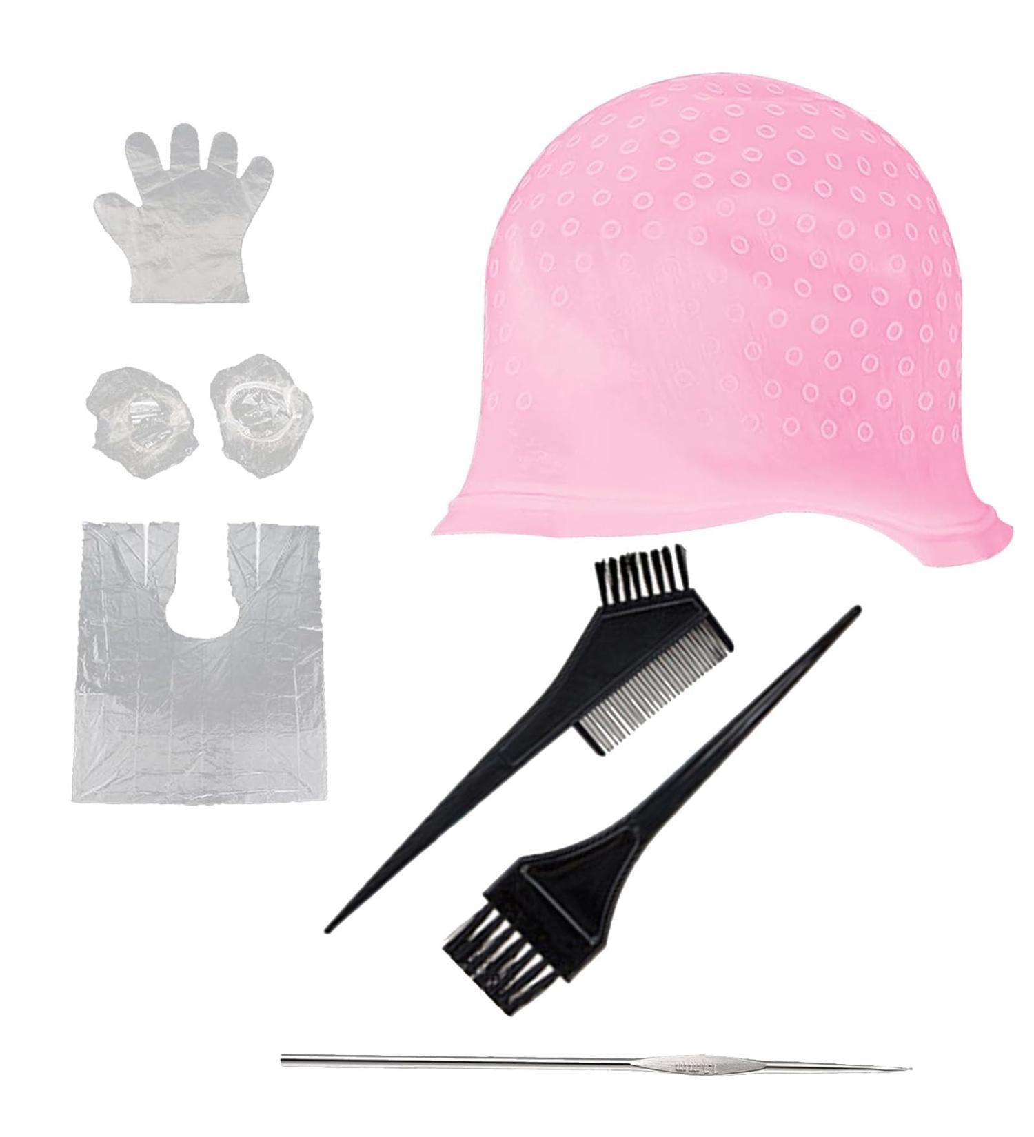 CEZKFH 7-Piece Silicone Hair Coloring Cap Set | Professional Hairdressing Accessories with Hooks for Salon & Home Use - Buy Online on GoSupps.com