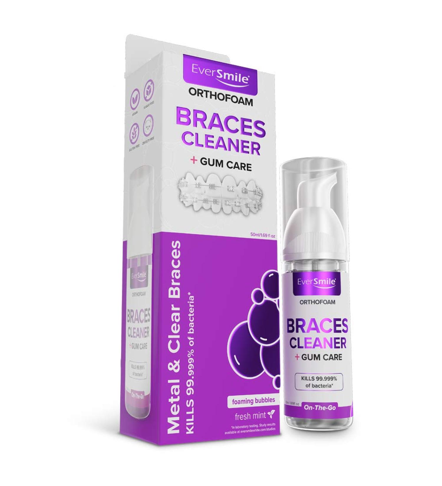 OrthoFoam Braces Cleaner - 1.69 Fl Oz - Whiten Teeth & Fight Plaque | For Metal, Ceramic & Clear Brackets - Buy Online on GoSupps.com
