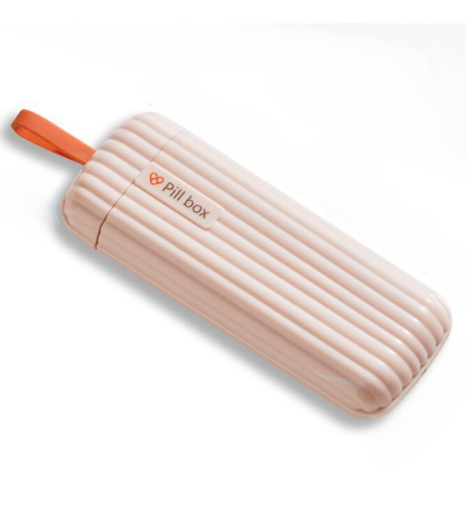 Travel Pill Organizer - Portable Pill Box with Hanging Rope Pull-Out Compartments for Vitamins Supplements & Medication (Pink - Buy Online on GoSupps.com