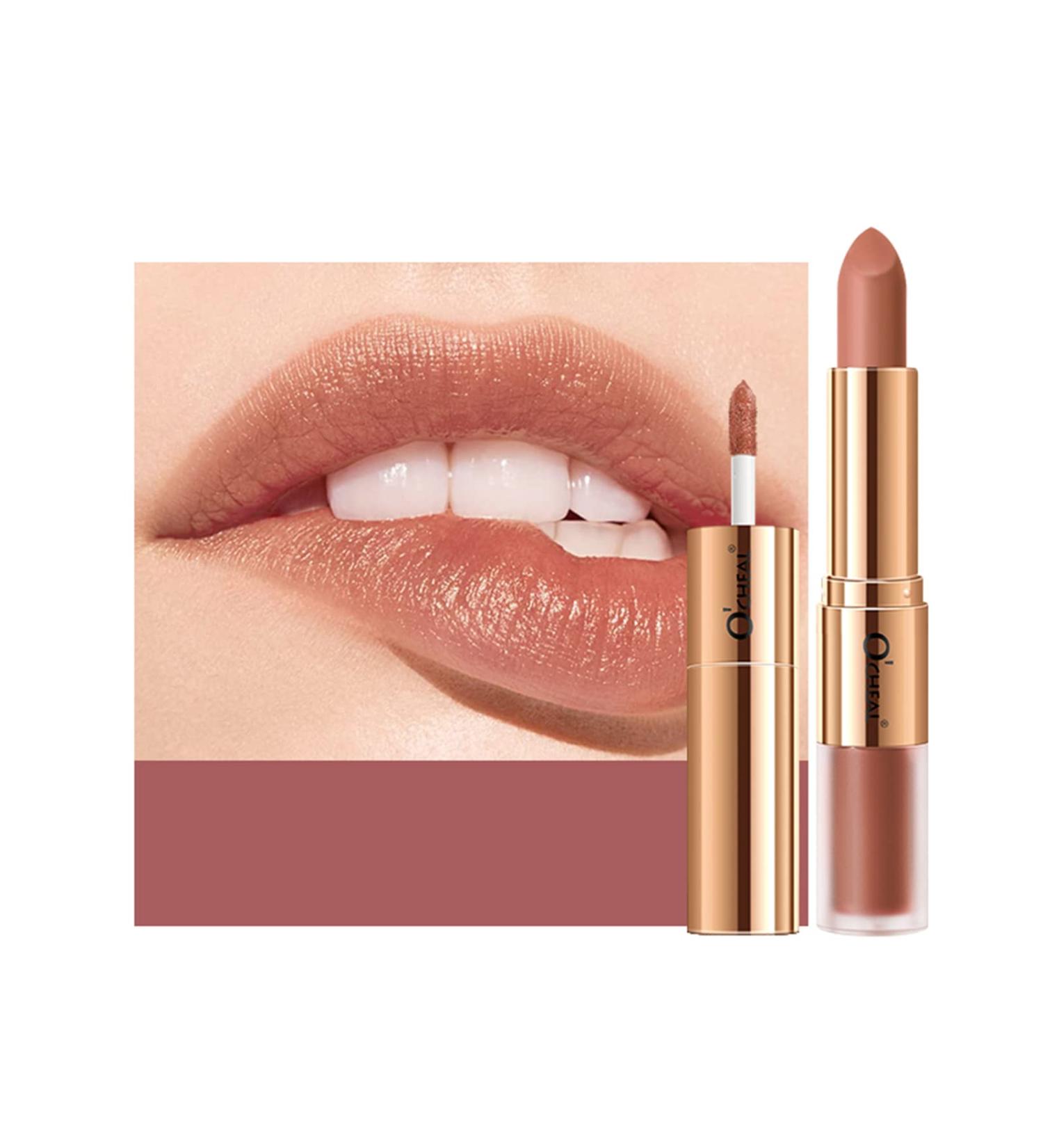 Kuailego Rose Gold 2 in 1 Matte and Liquid Lipstick - Long Wear, Waterproof Nude Lip Gloss (03) - Buy Online on GoSupps.com