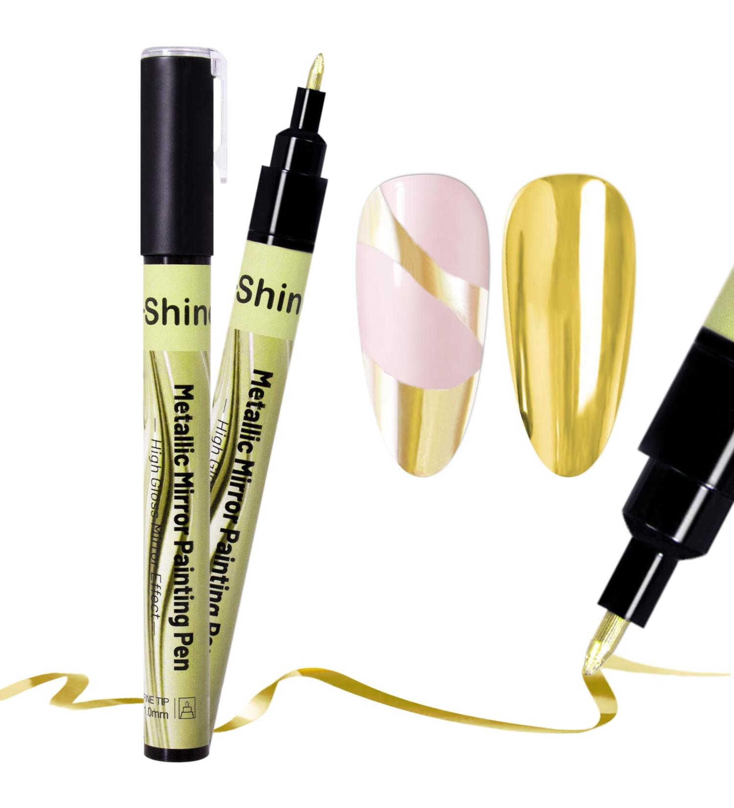 U-Shinein Nail Art Pen Nail Graffiti Drawing Pen Silky Super Glossy Graffiti Pen Metallic Nail Art Drawing Pen Nail Art DIY Manicure Tool Golden - Buy Online on GoSupps.com