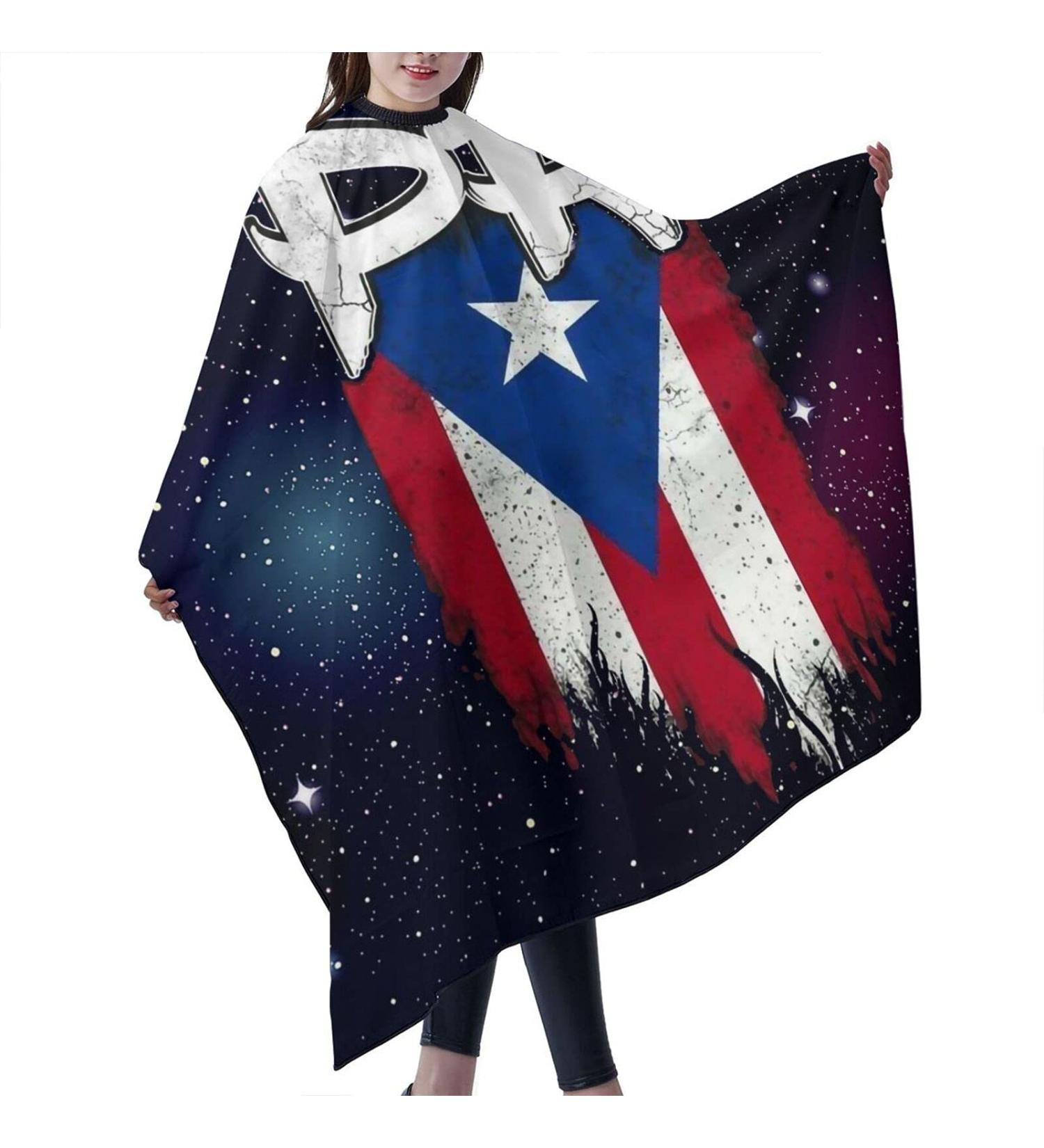 Puerto Rico Flag Barber Cape - Galaxy Design Waterproof Haircut Apron for Stylists | 55x66 Hairdresser Styling Cape - Buy Online on GoSupps.com