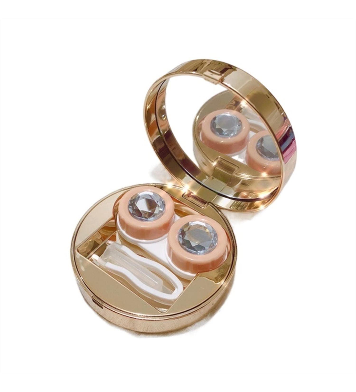 Nfegsiya Gold Contact Lens Container with Mirror - Round Eye Case & Gift Storage Box - Buy Online on GoSupps.com