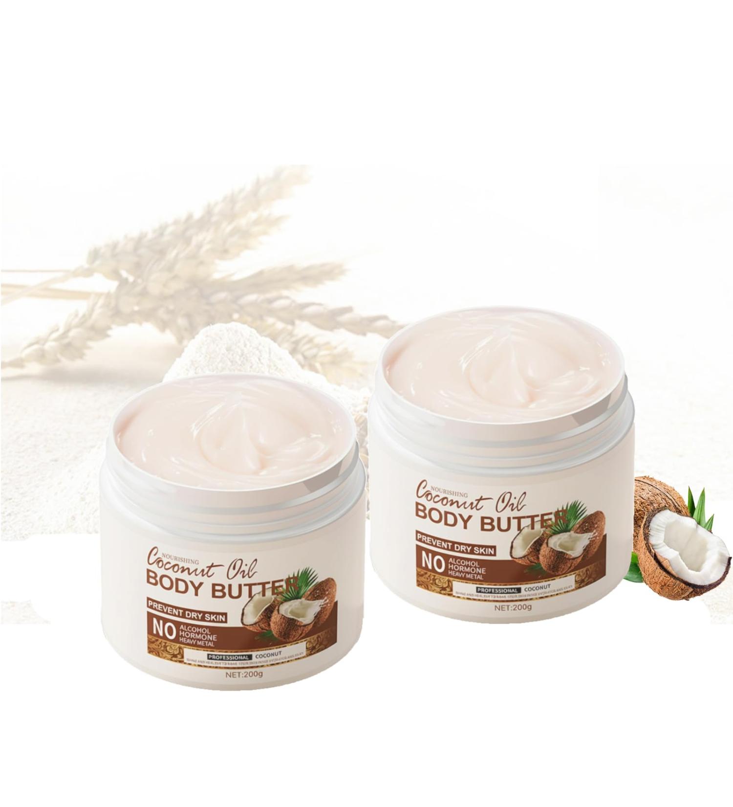  Generisch Set of 2 Coconut Body Butters - Natural Vegan Body Butter - Intense Moisturizing Care as a Body Lotion and Skin Care - Gentle Body Cream - Soothes Skin - Buy Online on GoSupps.com